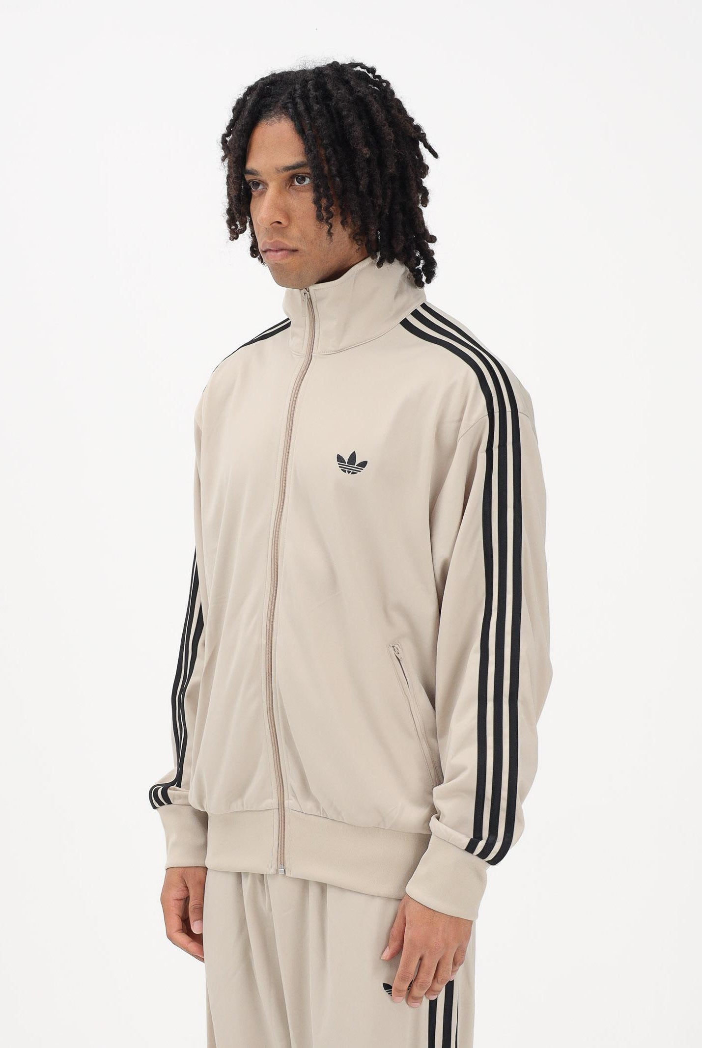 ADIDAS ORIGINALS Felpa con zip FIREBIRD beige e nera da uomo KE7960 . ADIDAS ORIGINALS