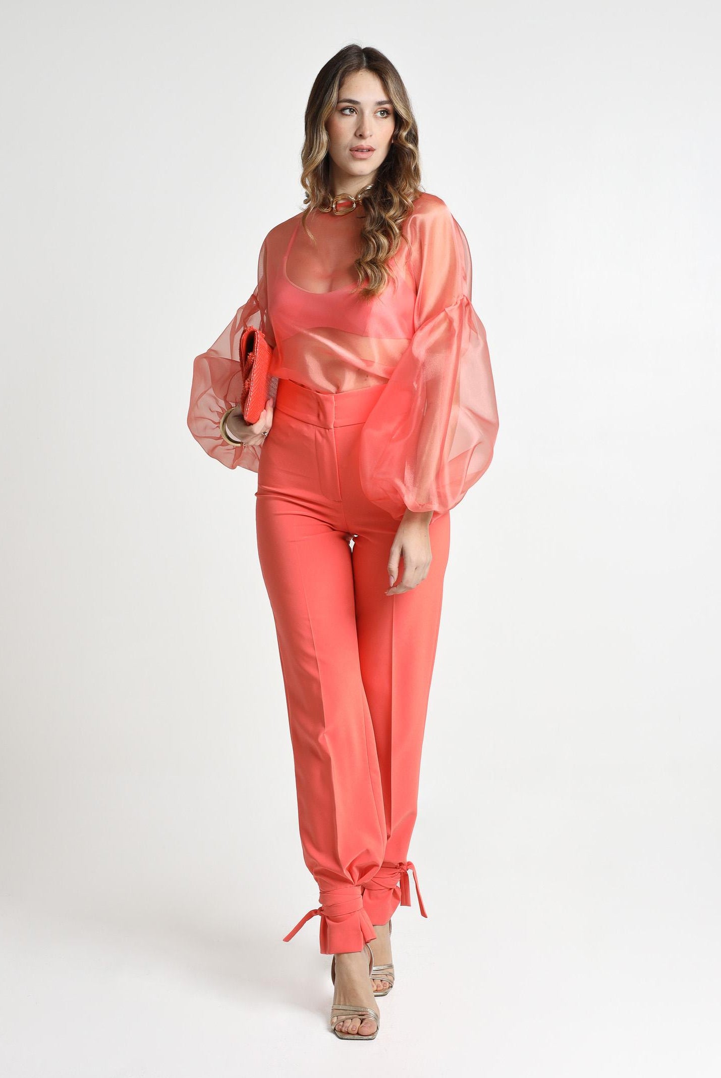 SANTAS Pantalone elegante DULCHE DE LECHE corallo da donna PV25024 CORALLO SANTAS