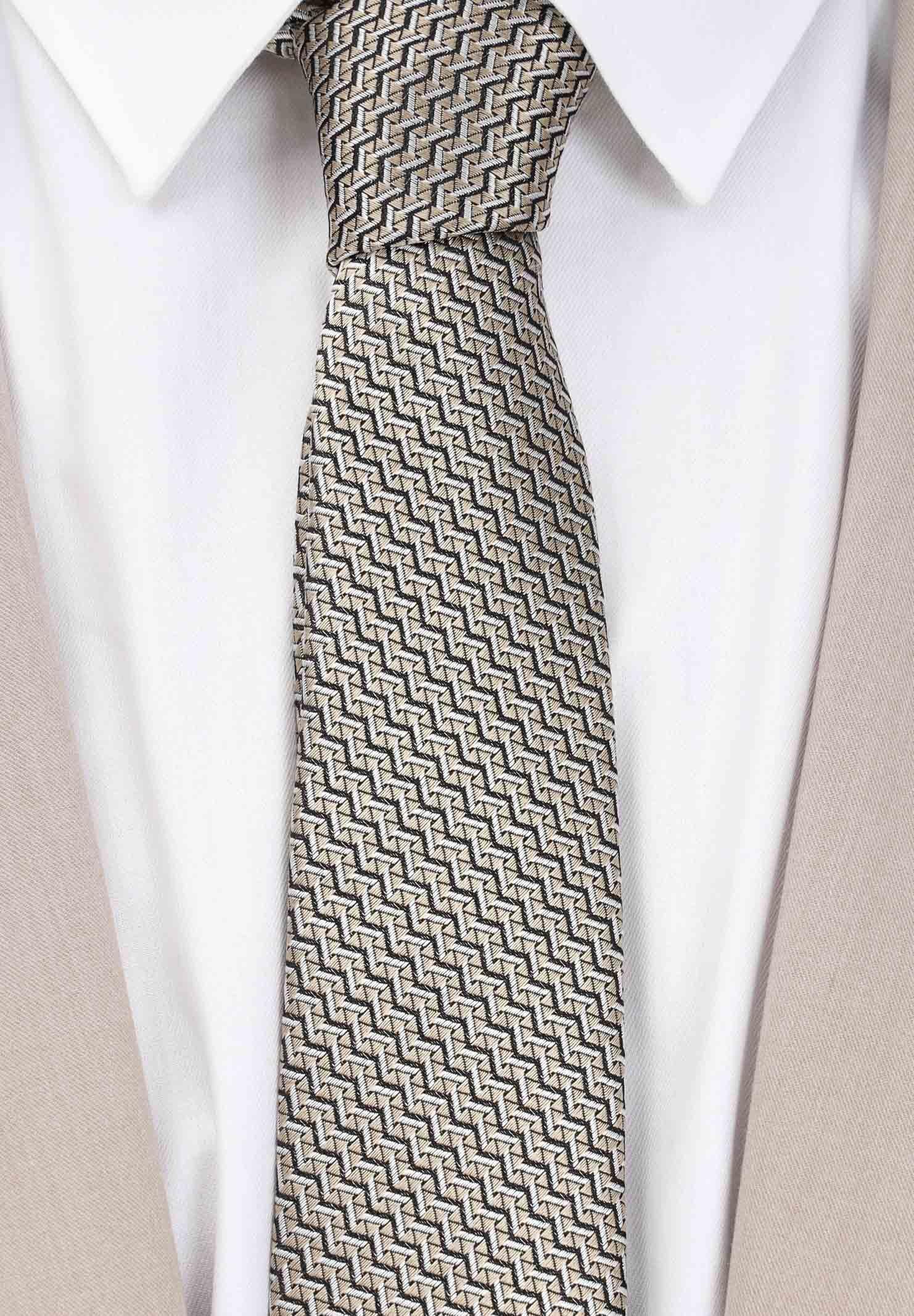 Cravatta beige da uomo con motivo astratto 2059/4C LANVIN