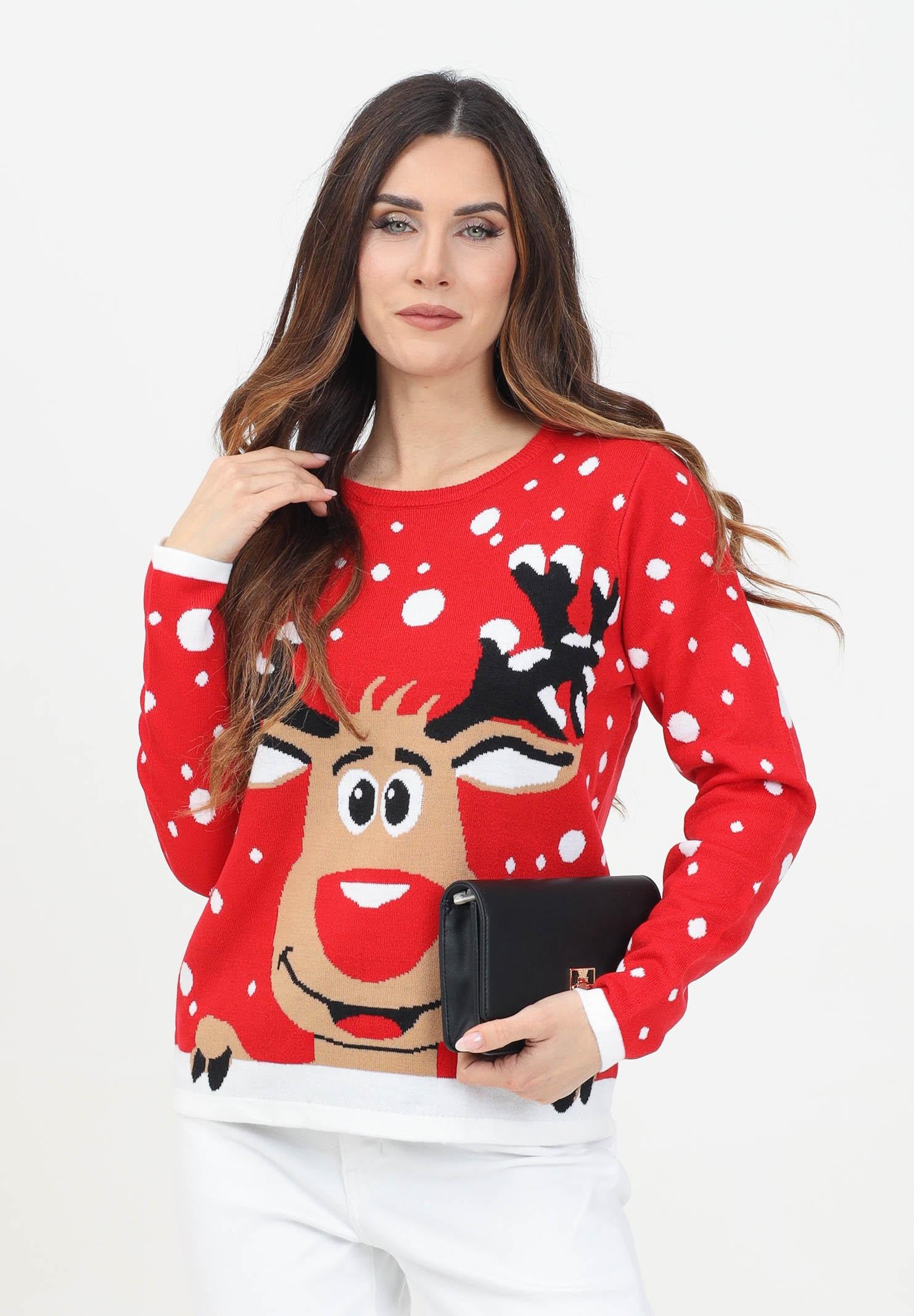 Maglioncino girocollo rosso da donna con renna 15238375 True Red JDY