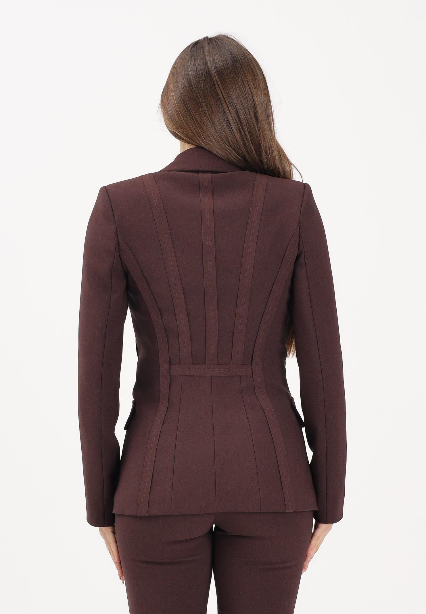 ELISABETTA FRANCHI Giacca monopetto cacao da donna con motivi a taglio vivo GI21661E2 644 ELISABETTA FRANCHI