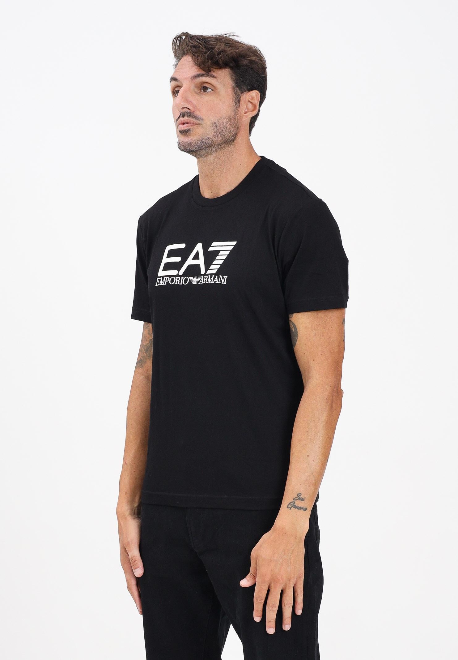 EA7 T-shirt a manica corta nera da uomo con stampa logo 7M000898AF10375 MC317 EA7
