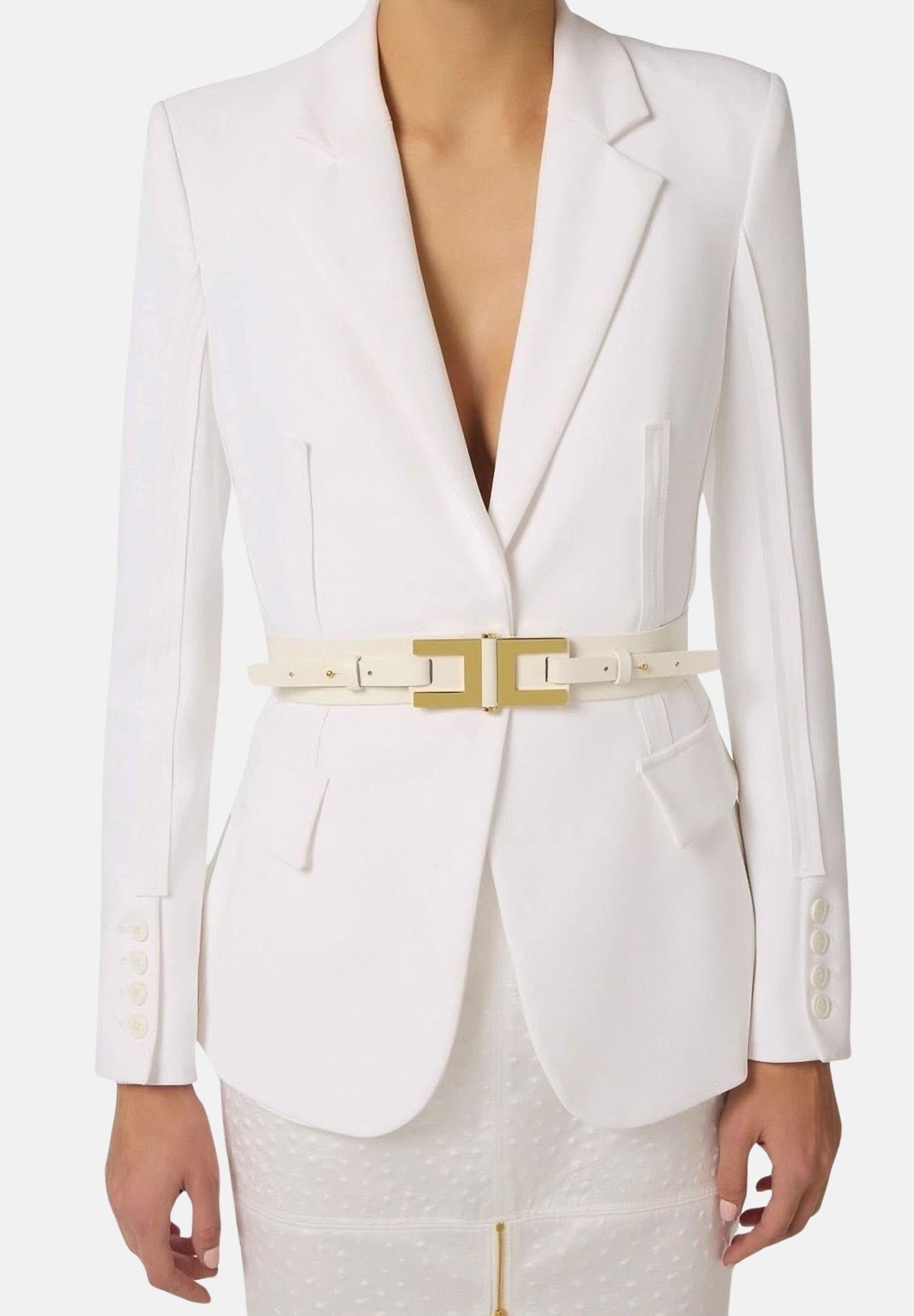 ELISABETTA FRANCHI Cintura avorio da donna con dettaglio logo CT50S61E2 360 ELISABETTA FRANCHI