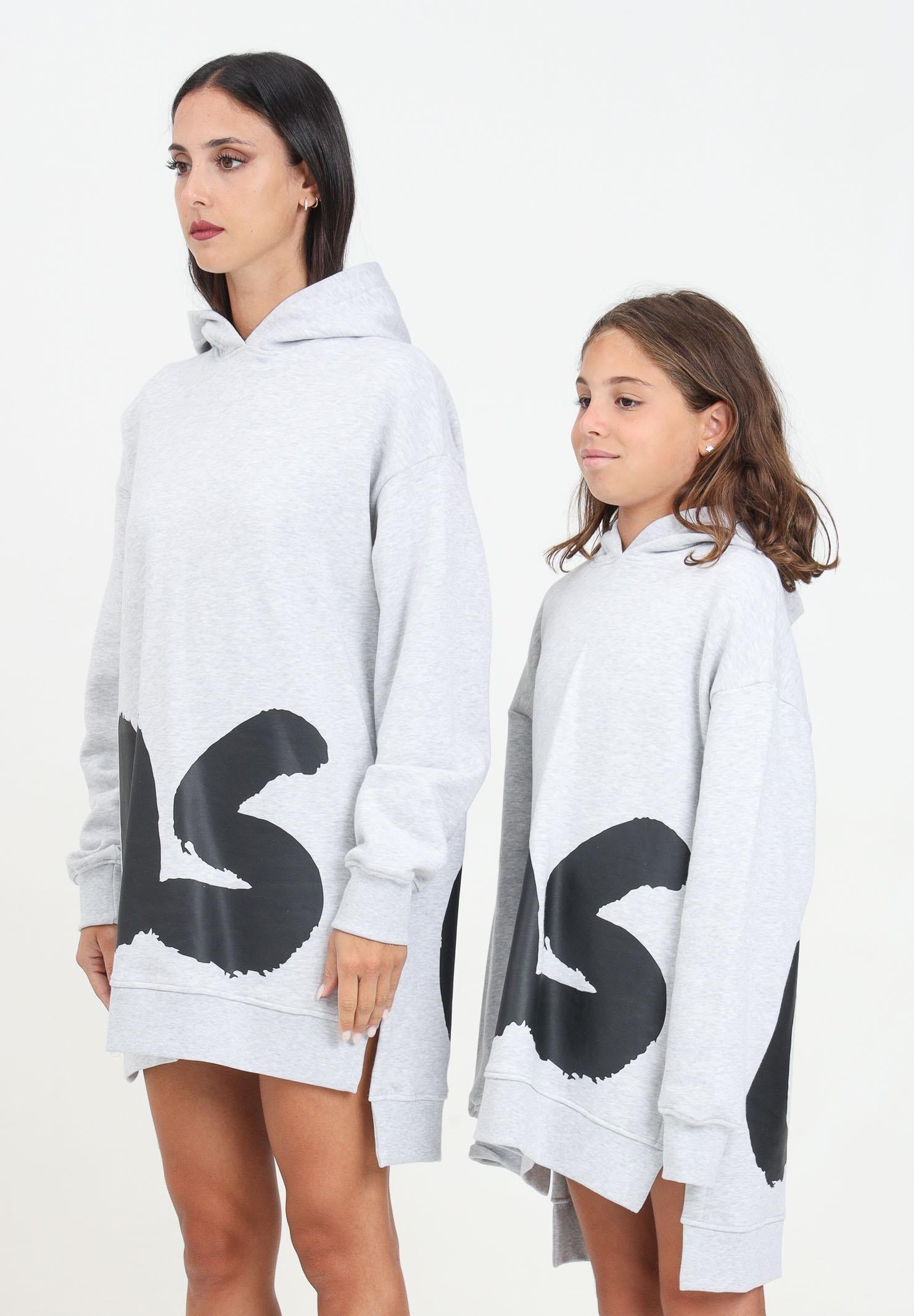 Abito corto grigio per donna e bambina con maxi stampa logo F4MSJGDR070 107 MSGM