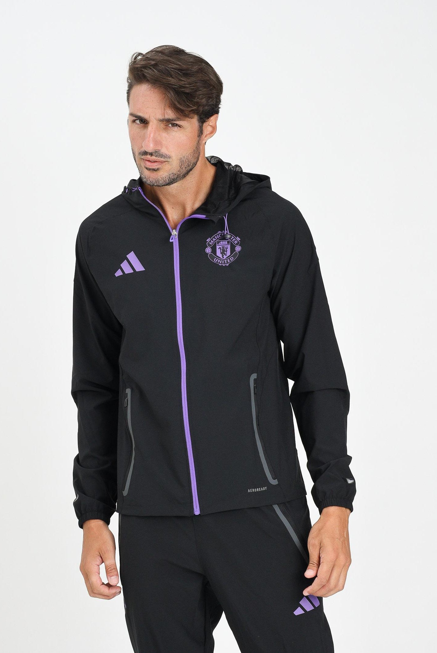 ADIDAS ORIGINALS Felpa con zip Manchester United Tiro 25 Competition Vis nera da uomo JV5351 . ADIDAS PERFORMANCE
