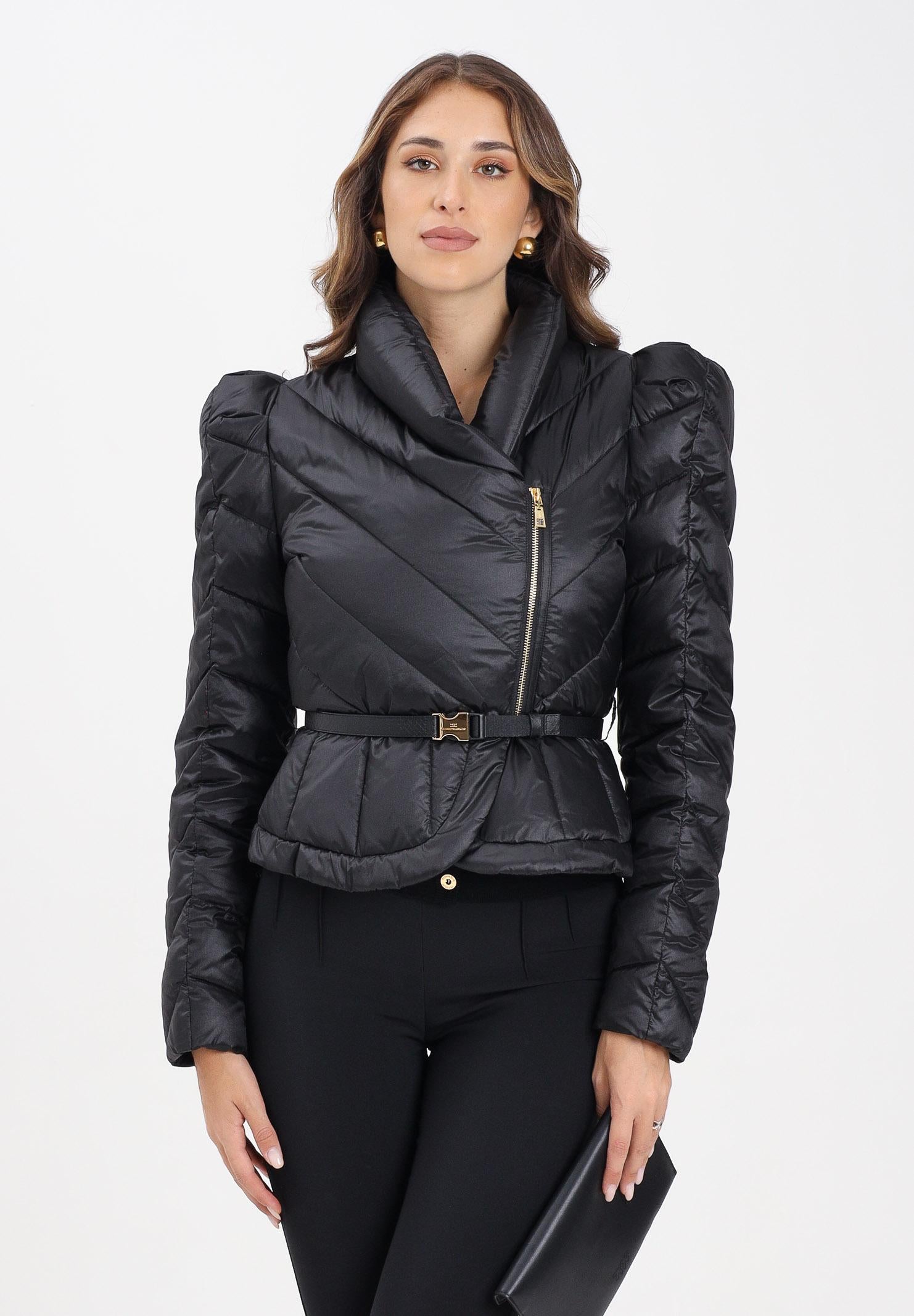 ELISABETTA FRANCHI Piumino nero da donna con baschina PI89Z56E2 110 ELISABETTA FRANCHI