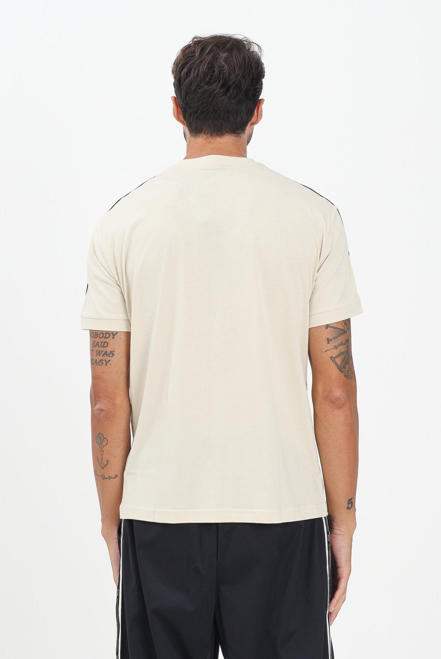 EA7 T-shirt a manica corta panna da uomo con bande logate 7M000956AF10375 M1218 EA7