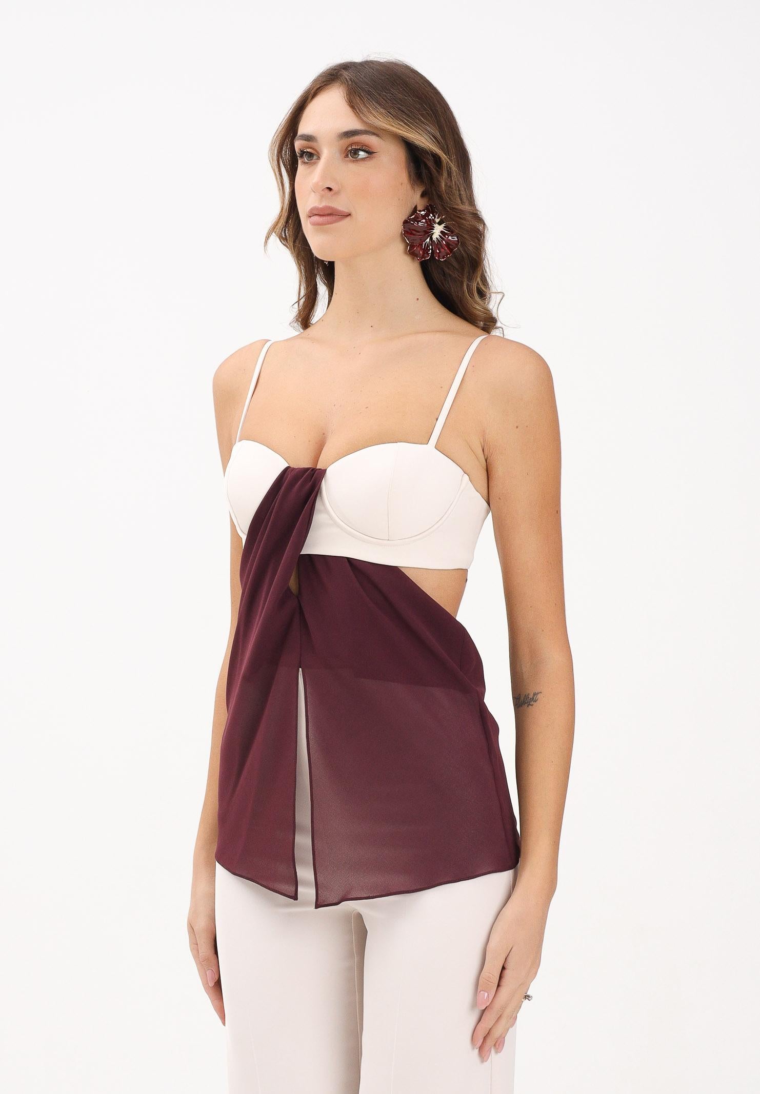 PATRIZIA PEPE Top con bustier panna e bordeaux da donna 8C0805A454 FG17 PATRIZIA PEPE