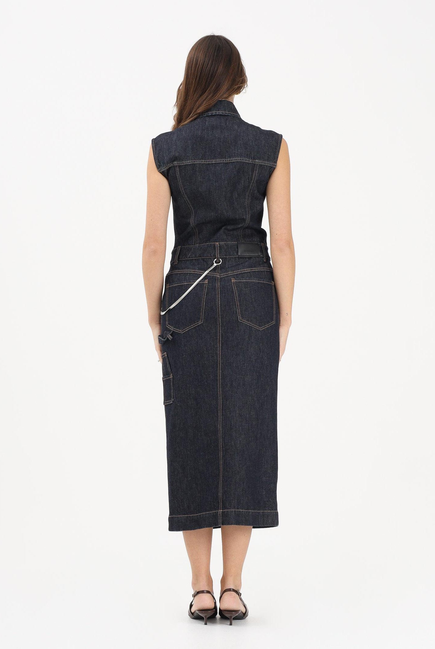 SPORTMAX Abito midi SPDFARFALLA in denim blu da donna 2612221015600 001 SPORTMAX