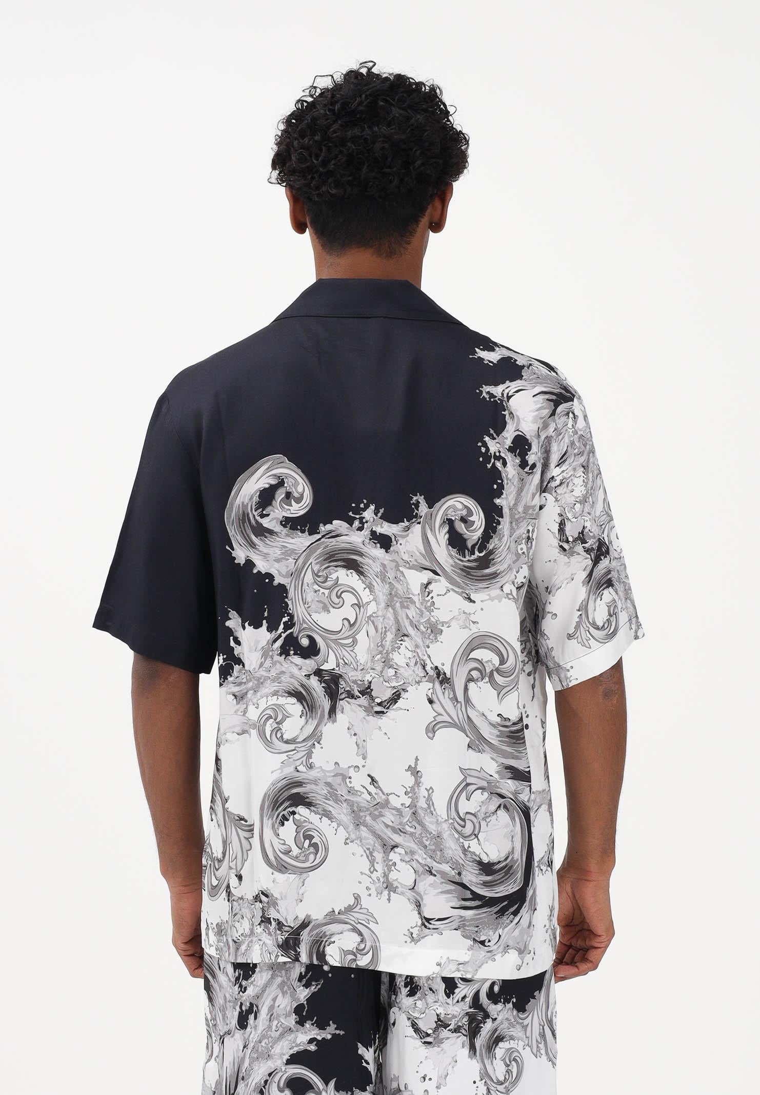 VERSACE JEANS COUTURE Camicia a manica corta nera da uomo con stampa "Wave Couture" 80GAL2BBNS786 V22 VERSACE JEANS COUTURE