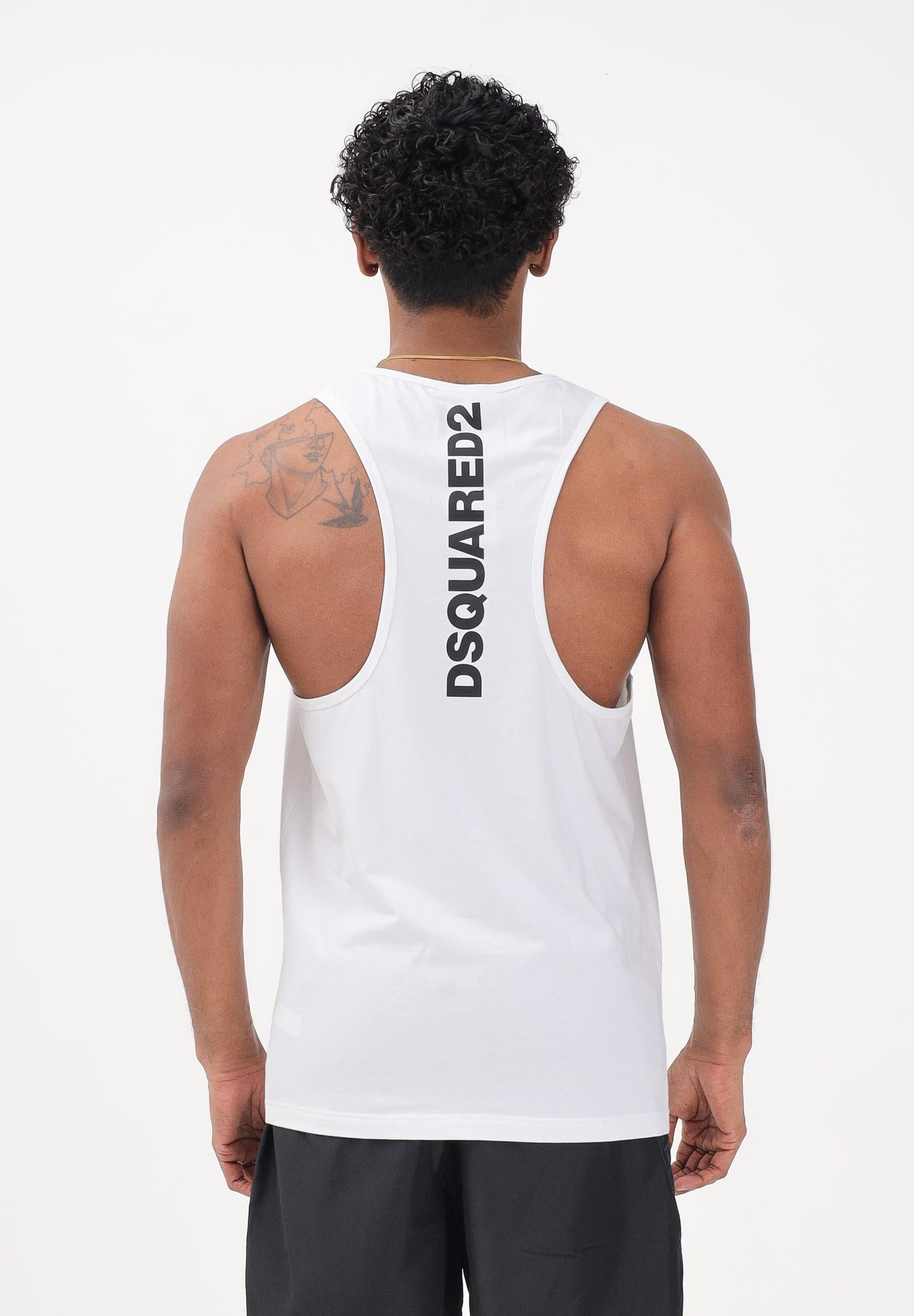 DSQUARED2 Canotta bianca da uomo con logo sul retro D9D446190 110 DSQUARED2