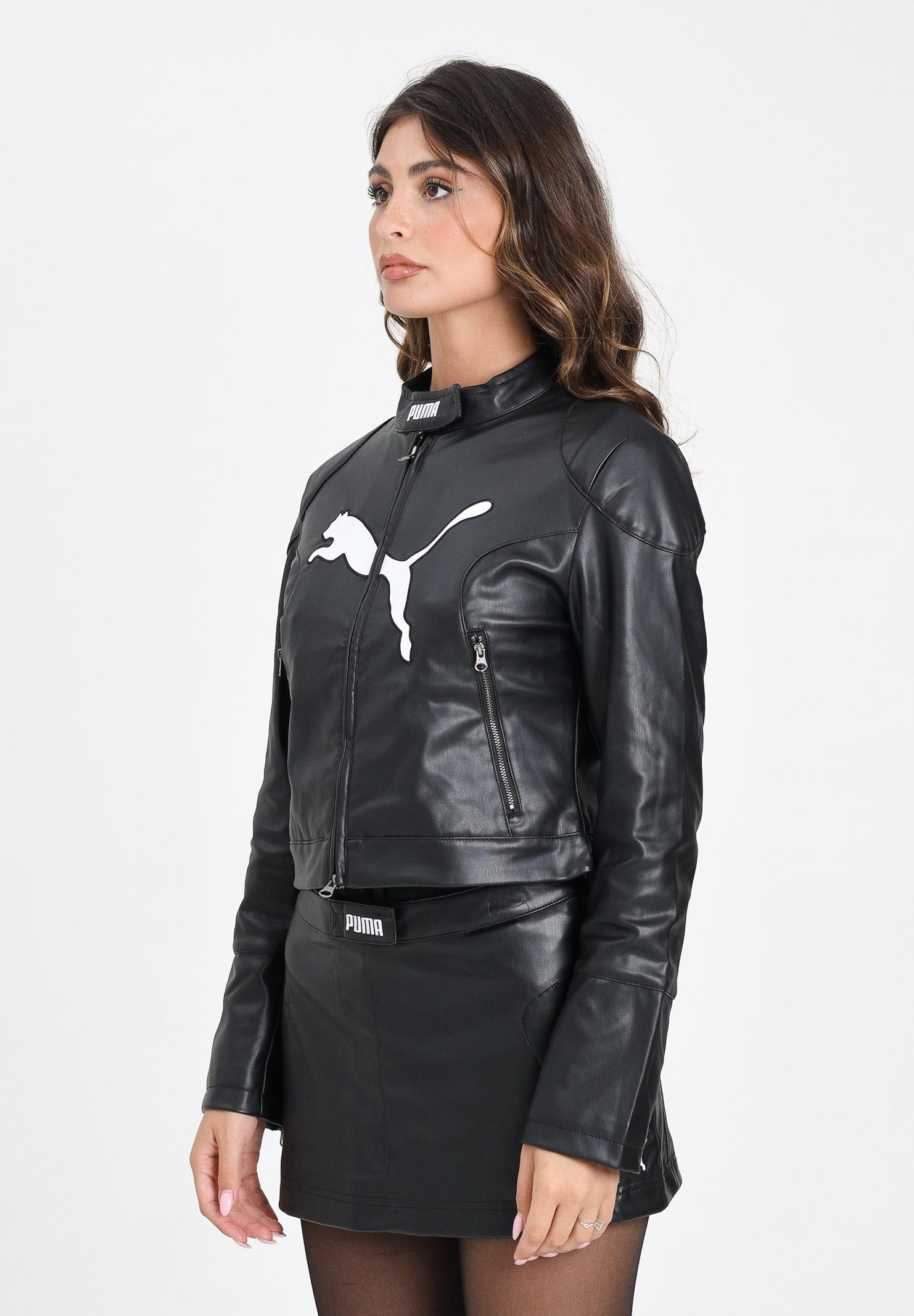 PUMA Giubbotto di pelle FUTURE PUMA ARCHIVE nero da donna 632170 01 PUMA