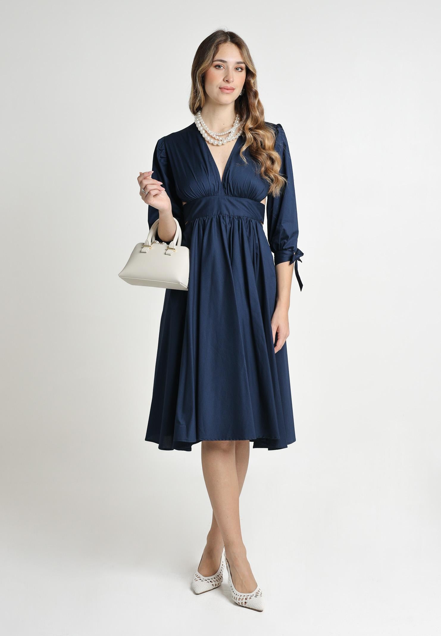 SANTAS Abito midi TIRAMISU' blu da donna PV25019 BLUE SANTAS