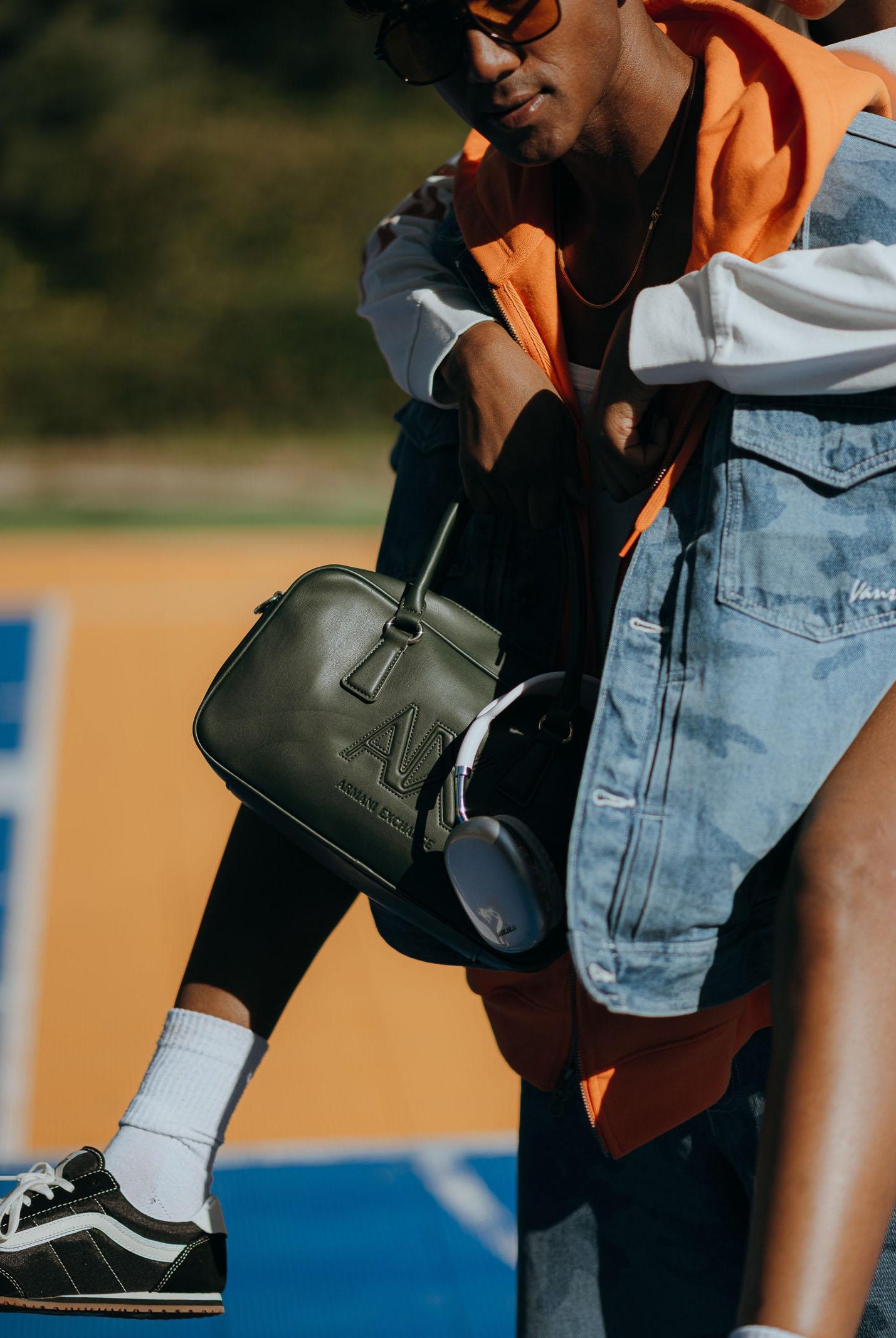 ARMANI EXCHANGE Borsa a spalla verde da donna con ricamo logo XW001566AF15634 U7304 ARMANI EXCHANGE