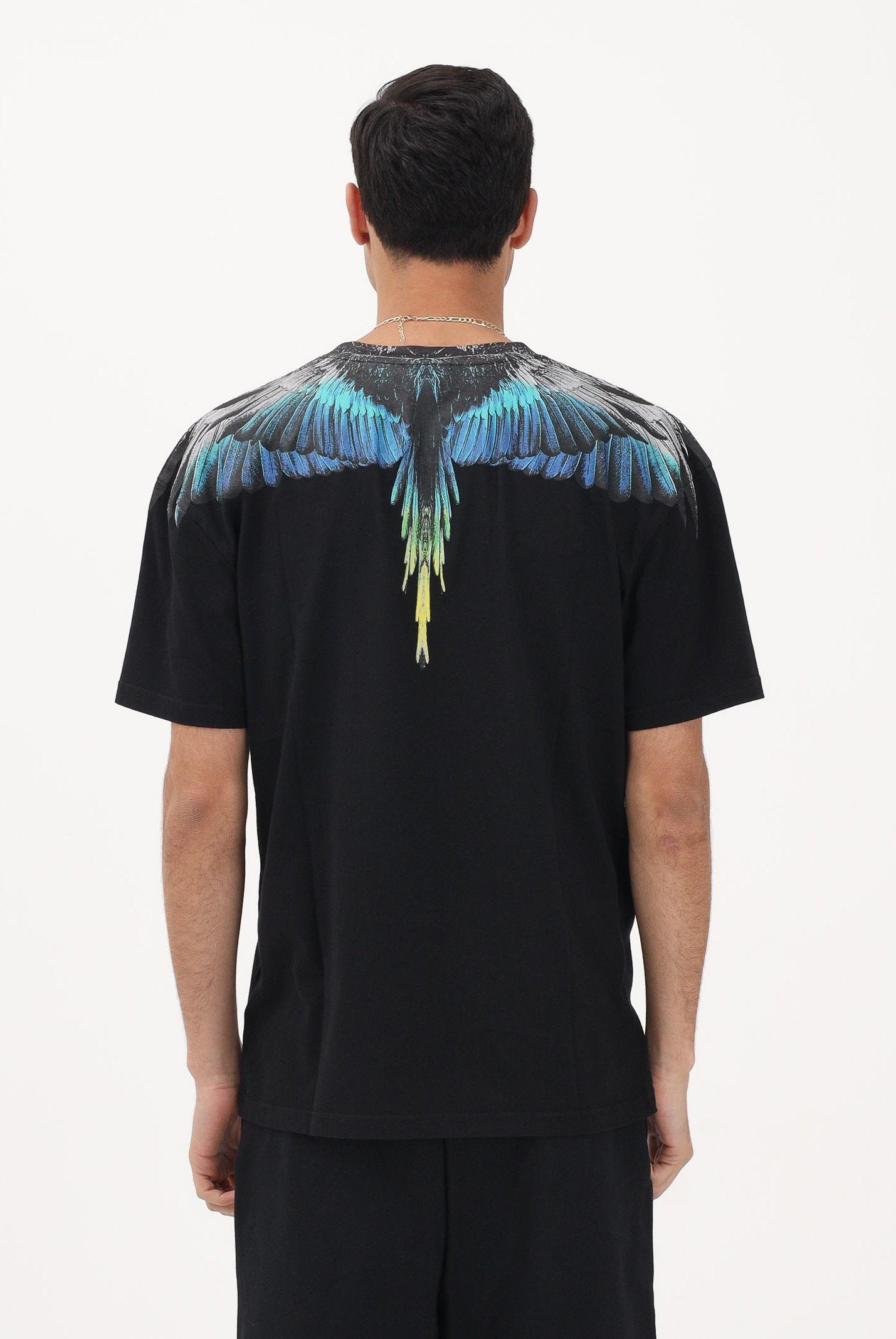 MARCELO BURLON COUNTY OF MILAN T-shirt a manica corta nera da uomo con stampa ali S6CMMATH022 110 MARCELO BURLON COUNTY OF MILAN