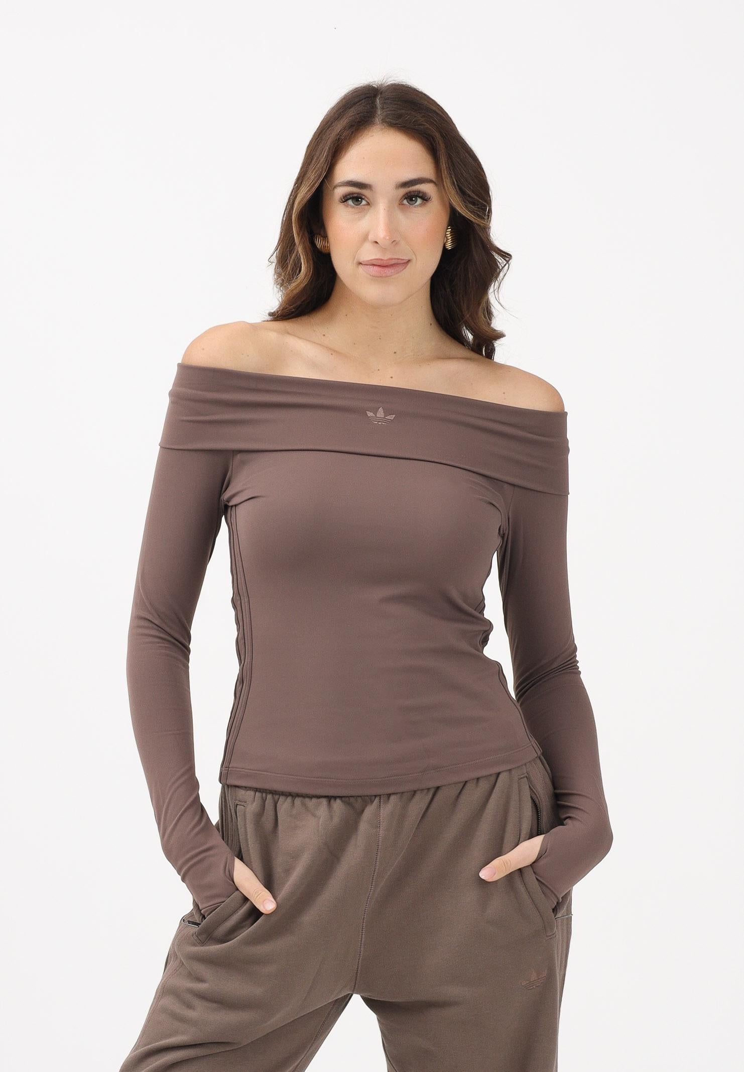 ADIDAS ORIGINALS T-shirt a manica lunga marrone da donna KC8868 . ADIDAS ORIGINALS