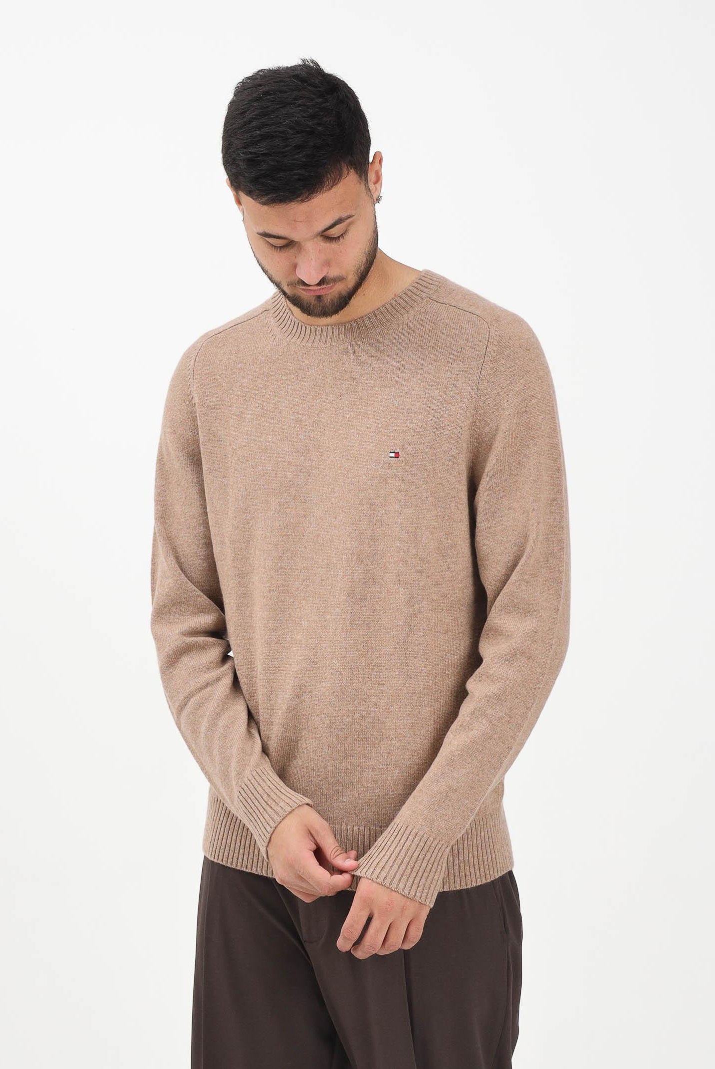 TOMMY HILFIGER Maglioncino girocollo beige da uomo MW0MW36535RFG TOMMY HILFIGER