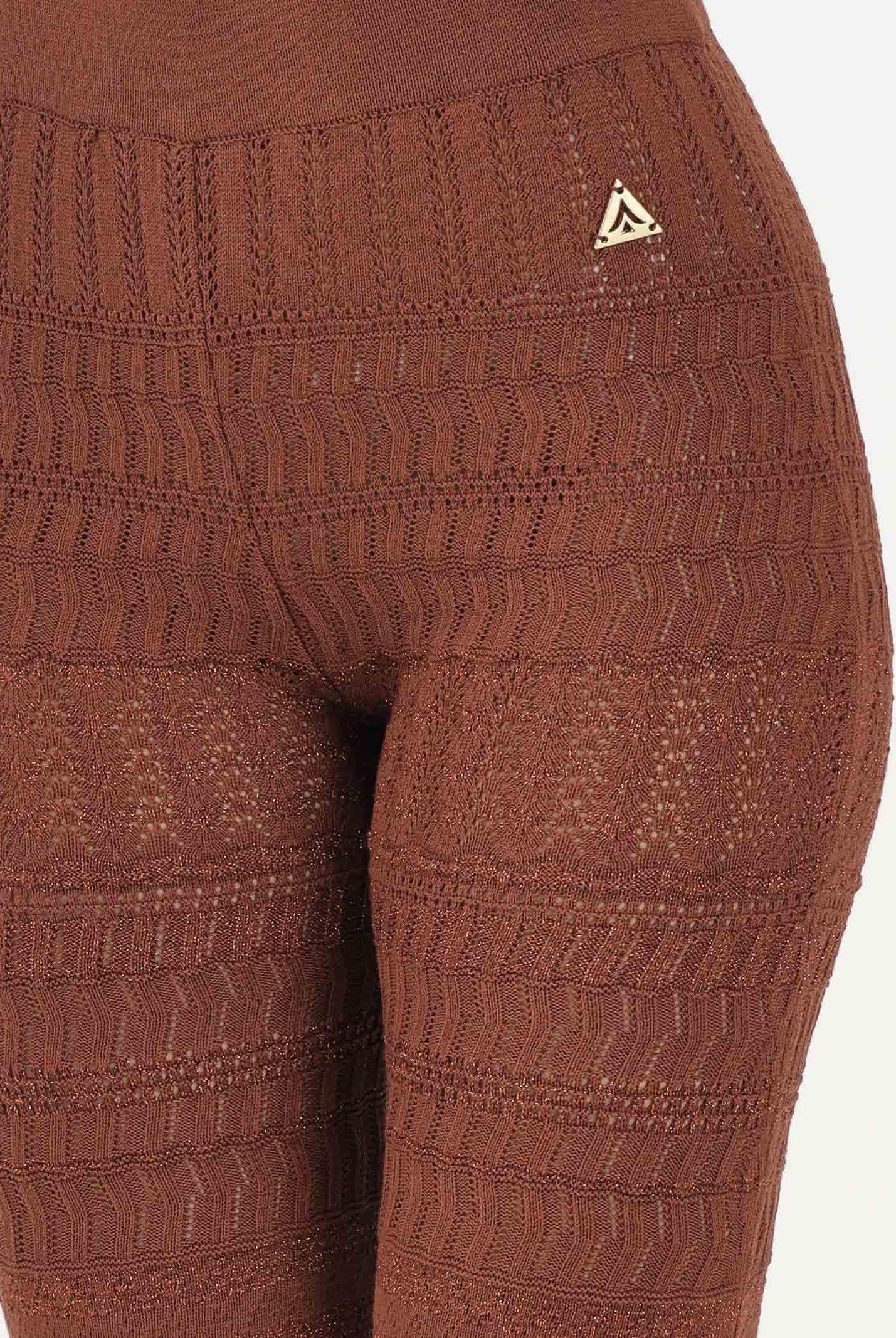 AKEP Pantalone marrone da donna in maglia lavorata PTKD13211 V2 AKEP