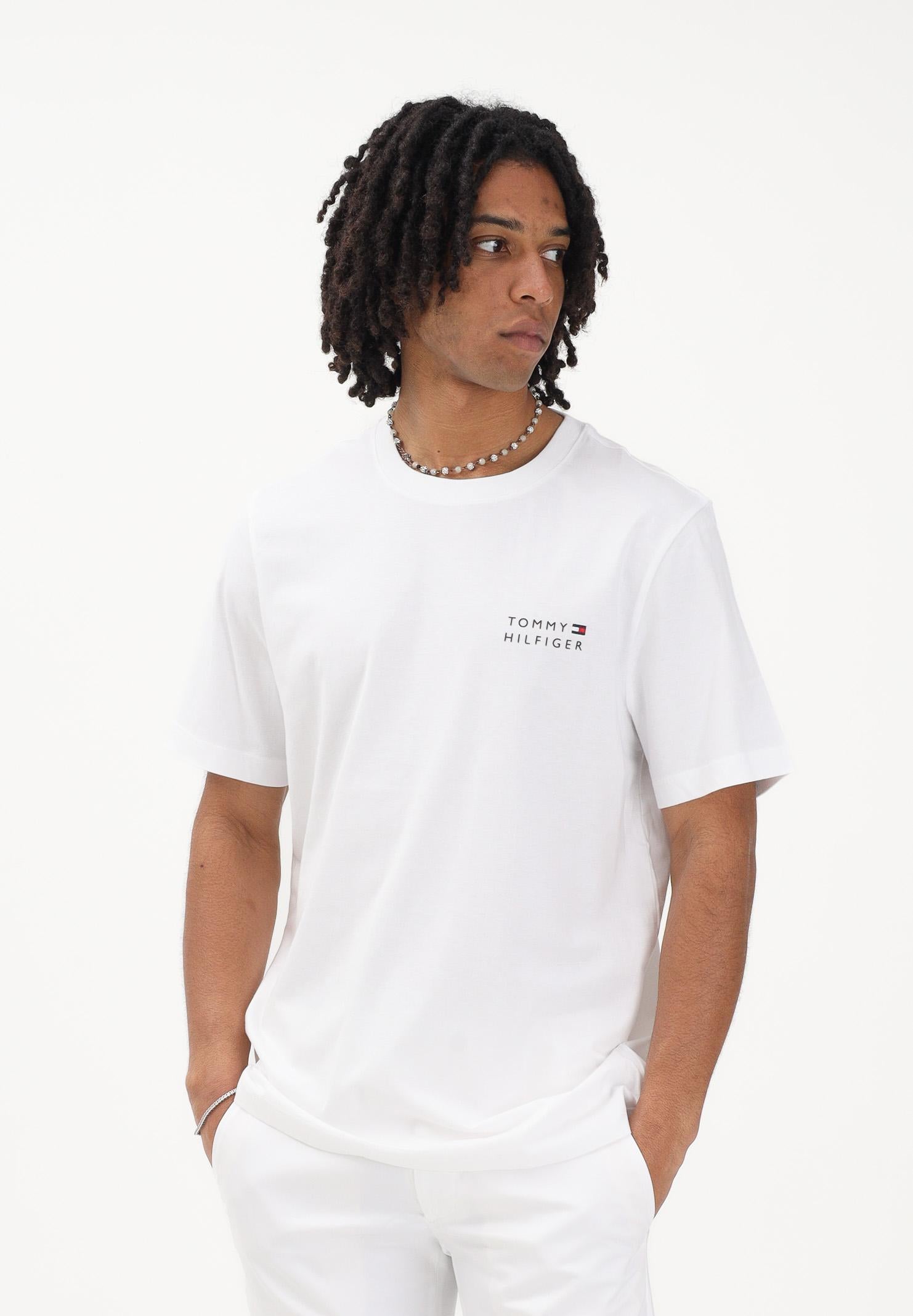 TOMMY HILFIGER T-shirt a manica corta bianca da uomo con stampa MW0MW42370 YBR TOMMY HILFIGER