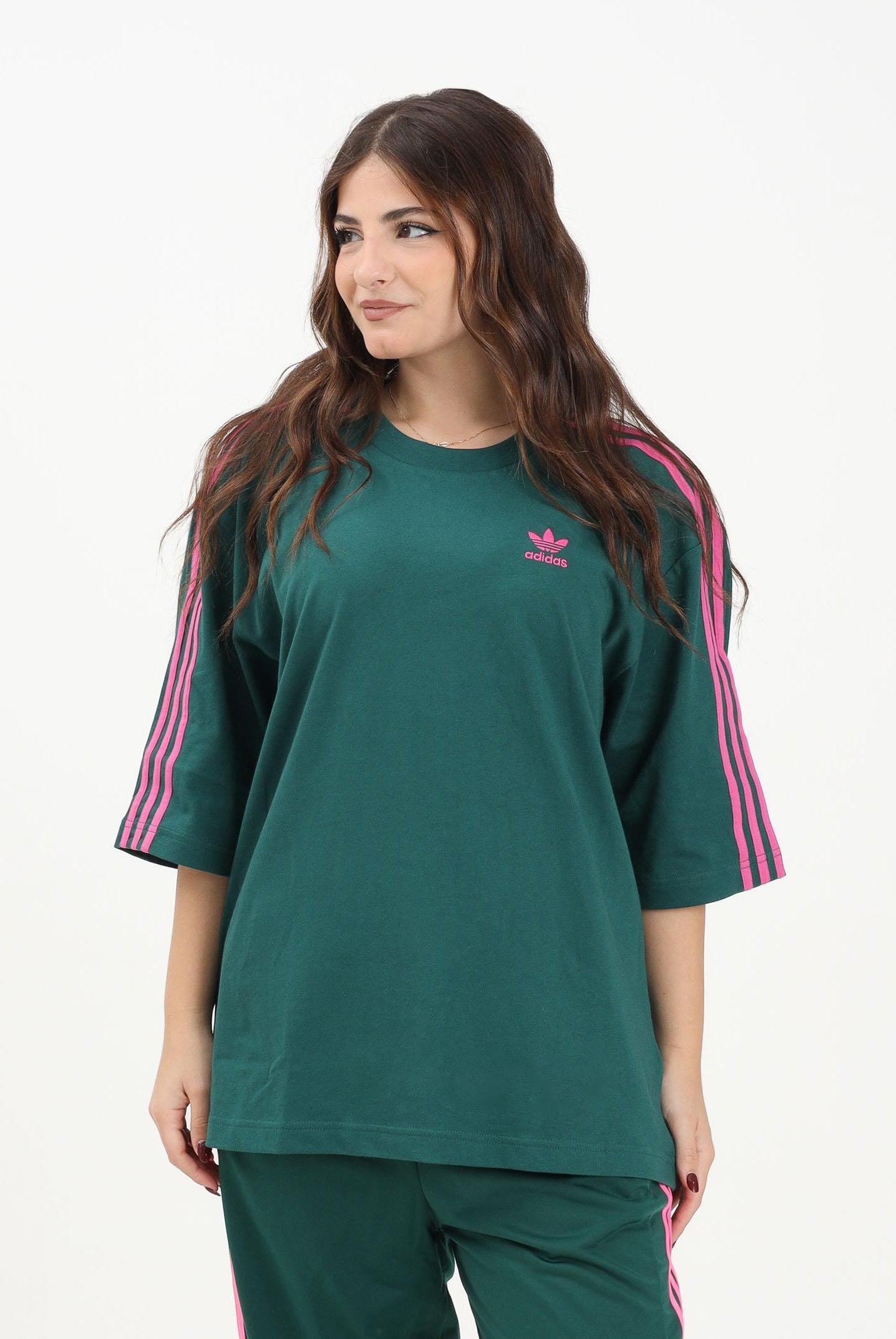 ADIDAS ORIGINALS T-shirt a manica corta Adicolor Oversized verde da donna KA0477 . ADIDAS ORIGINALS