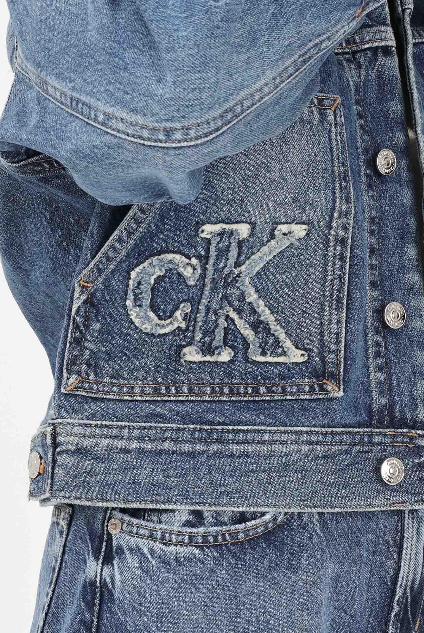 CALVIN KLEIN JEANS Giubbotto in denim medio da donna con logo LV047E906G3NL . CALVIN KLEIN JEANS