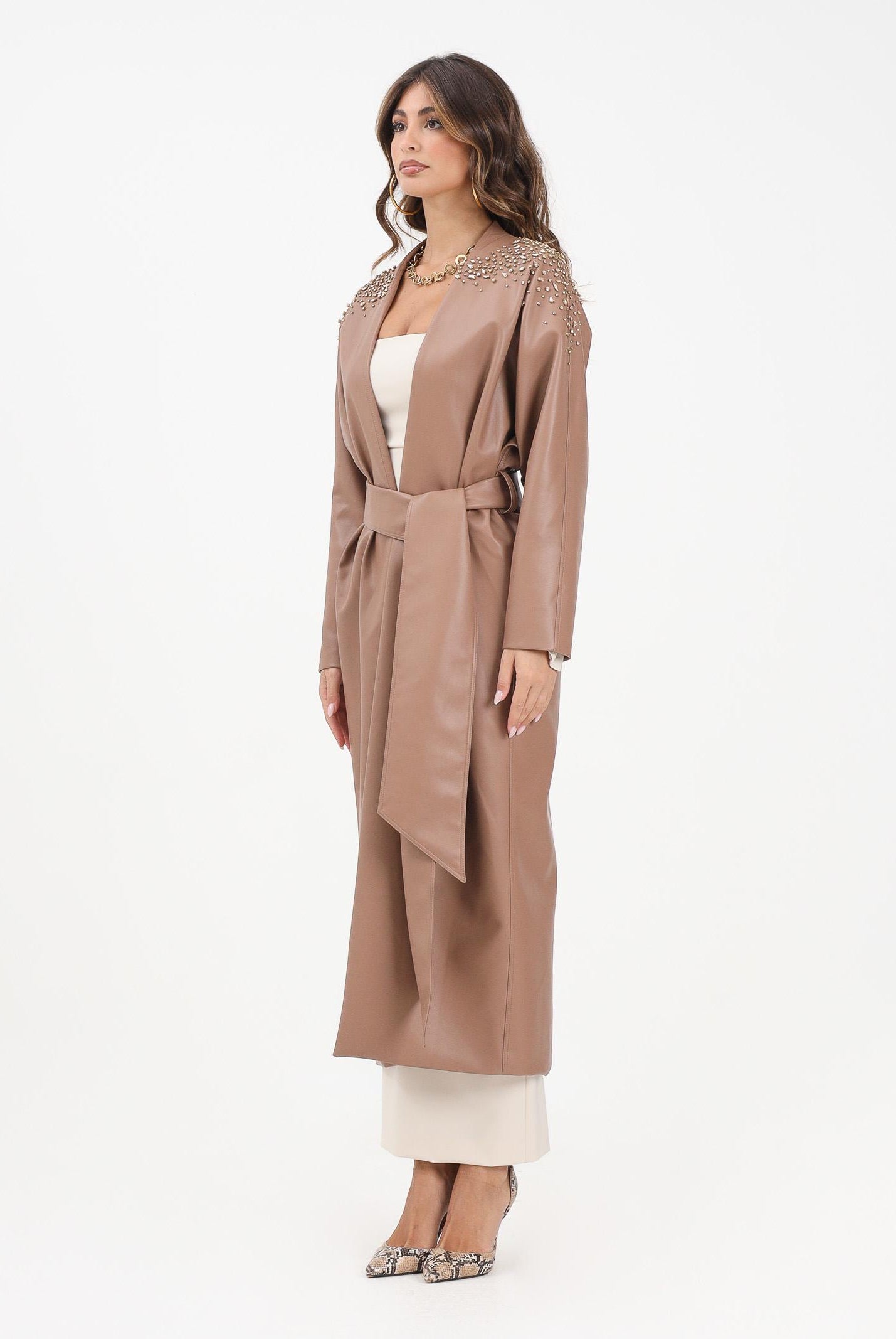 ALMA SANCHEZ Trench Sabelle in ecopelle color cammello da donna AS2526077EP 122 ALMA SANCHEZ