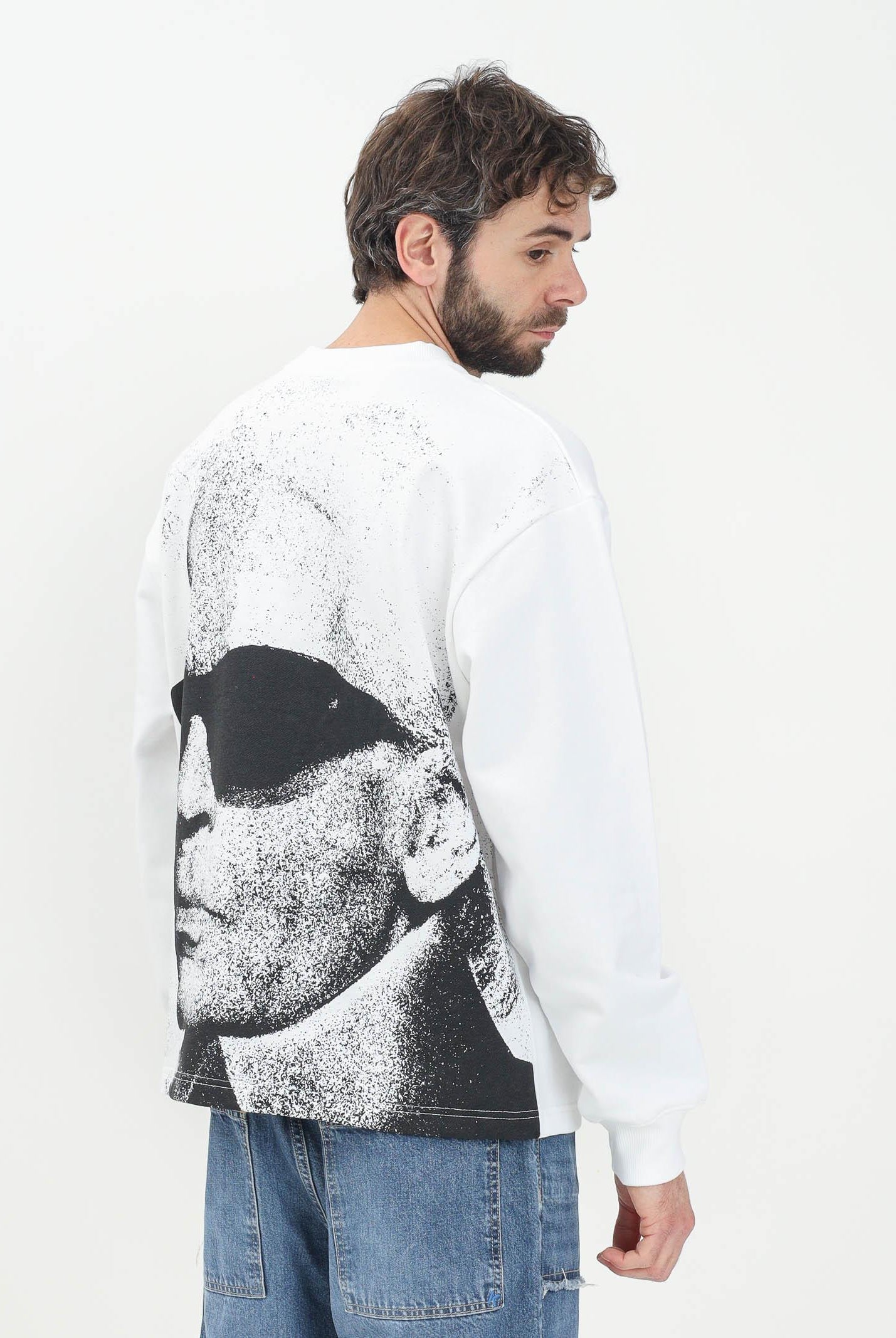 KARL LAGERFELD Felpa girocollo bianca da uomo con stampa Karl Lagerfeld KLA1M20070 100 KARL LAGERFELD
