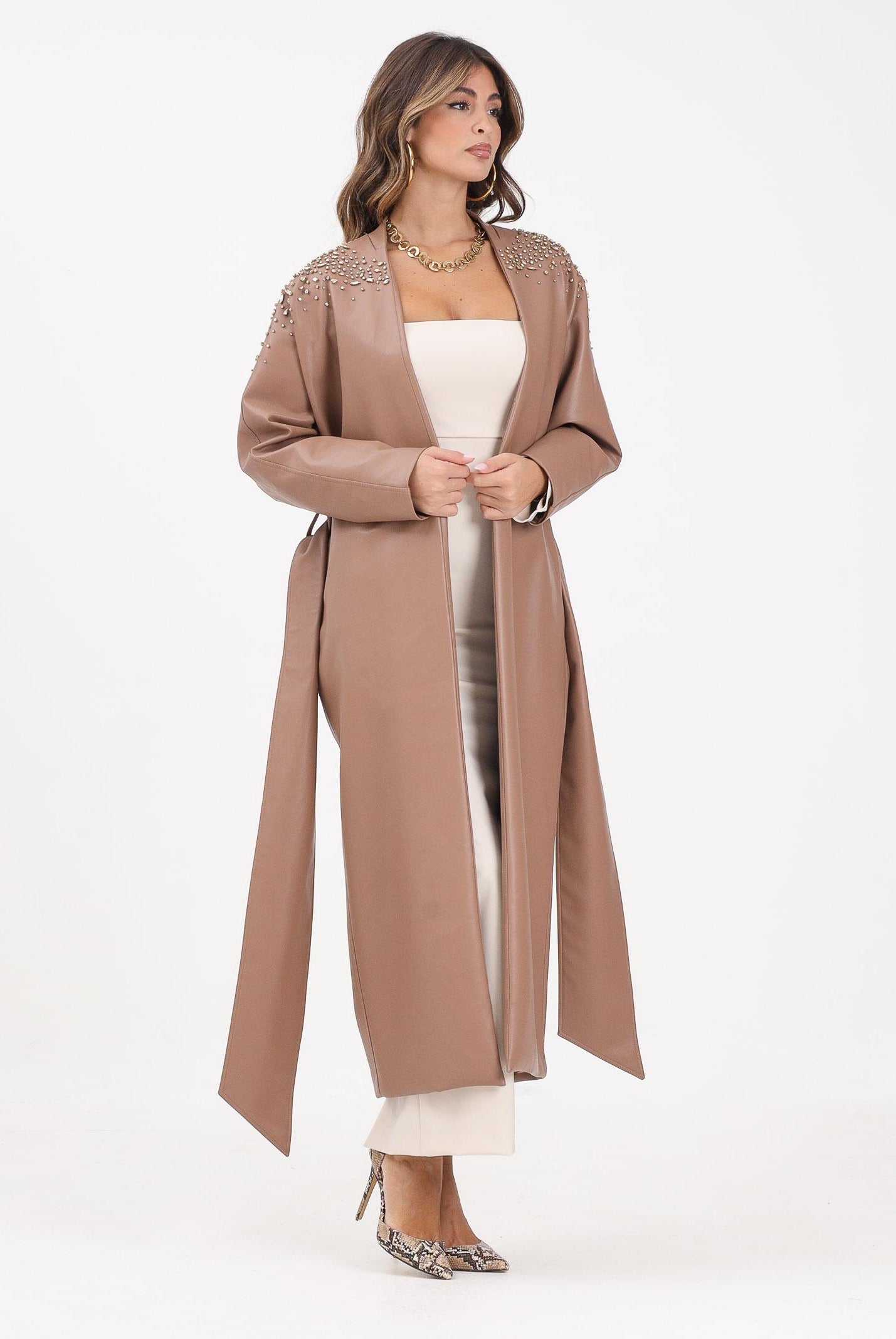 ALMA SANCHEZ Trench Sabelle in ecopelle color cammello da donna AS2526077EP 122 ALMA SANCHEZ