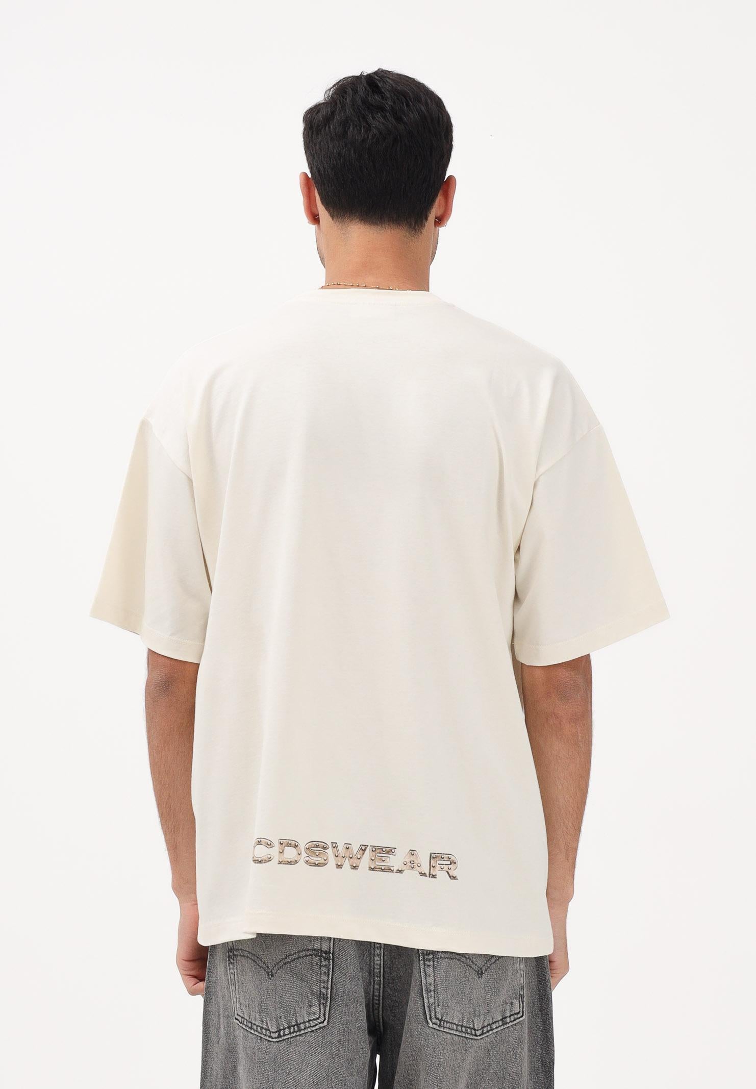 GCDS T-shirt a manica corta beige per uomo e donna con stampa logo C1MWQC061J079 320T GCDS