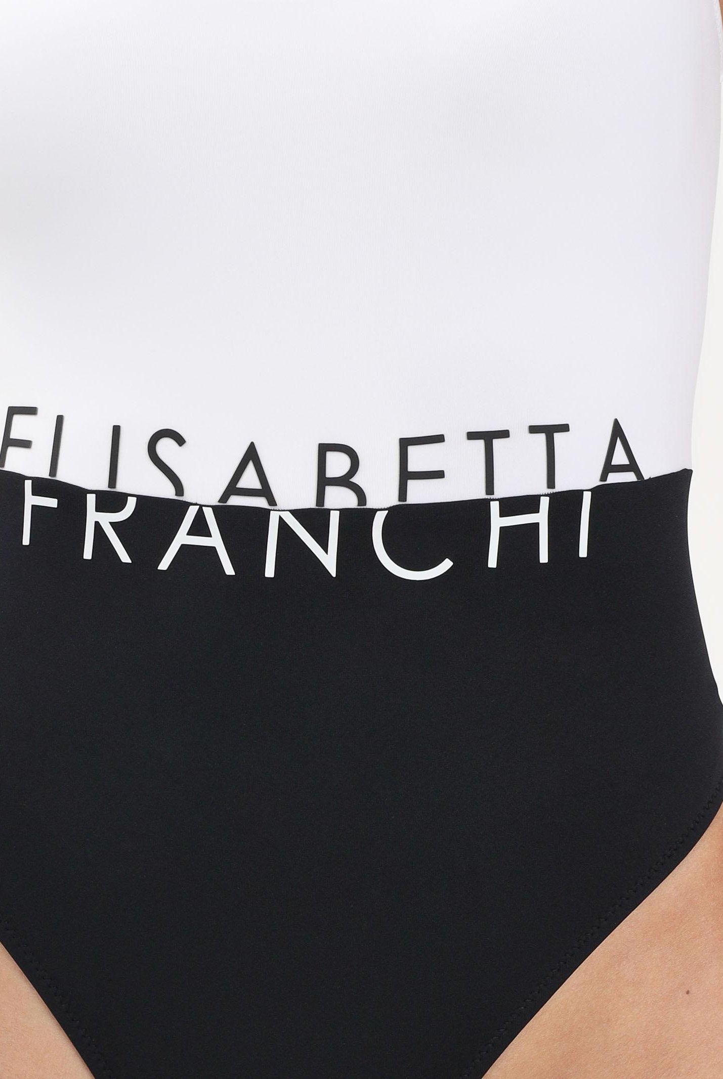 ELISABETTA FRANCHI Costume intero bianco e nero da donna con logo CS02M61E2 309 ELISABETTA FRANCHI
