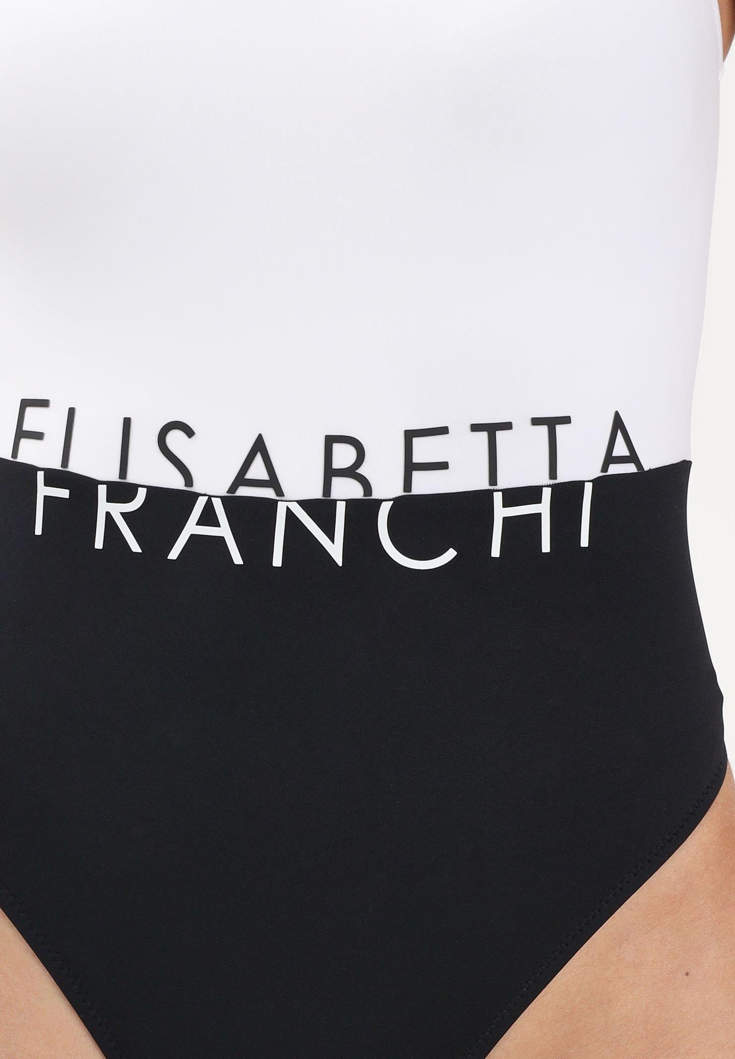ELISABETTA FRANCHI Costume intero bianco e nero da donna con logo CS02M61E2 309 ELISABETTA FRANCHI