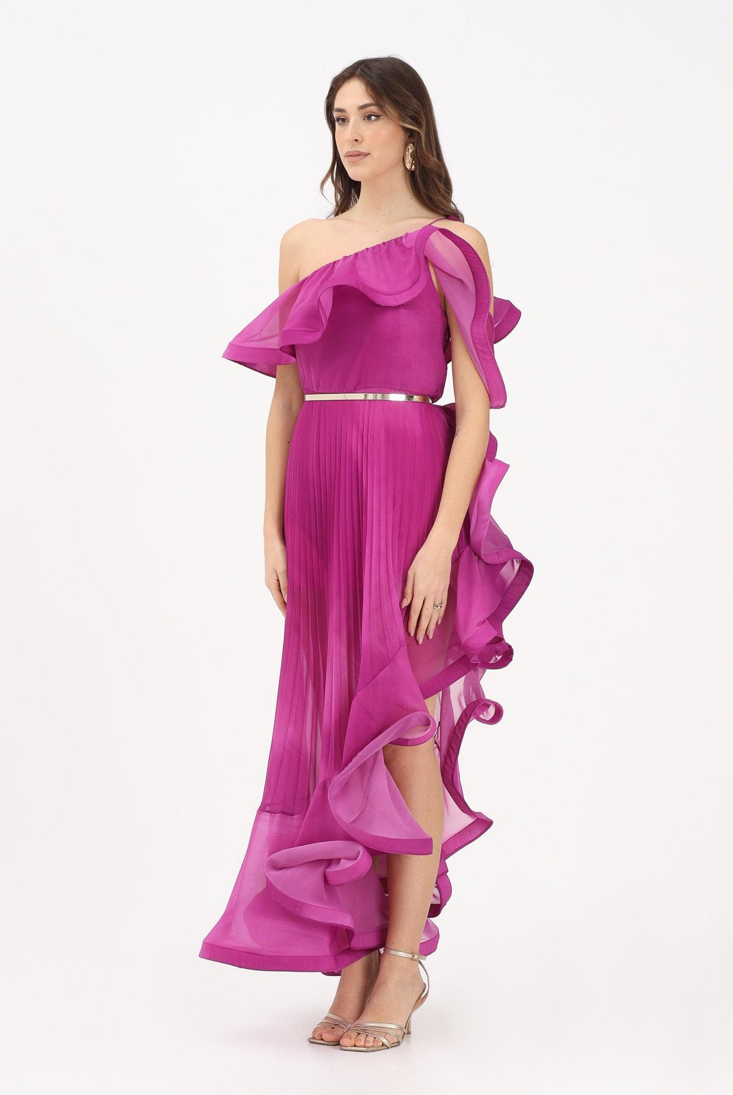 SIMONA CORSELLINI Abito lungo orchidea da donna in chiffon leggero P26CEAB10901 V0004 SIMONA CORSELLINI