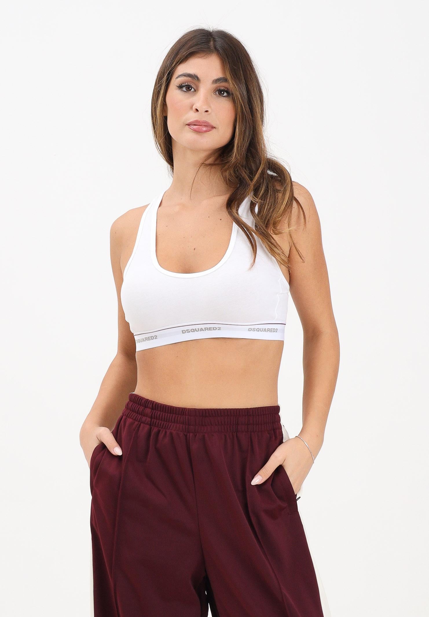 DSQUARED2 Bralette bianca da donna con elastico logato D8RG95790 110 DSQUARED2