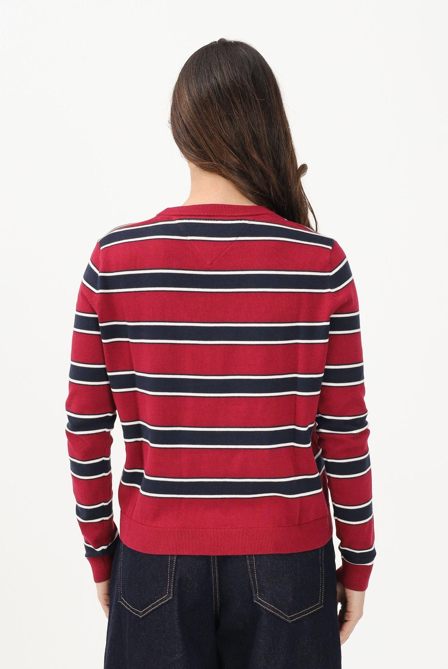 TOMMY JEANS Maglioncino bordeaux e blu da donna con motivo a righe DW0DW19888 0E3 TOMMY JEANS