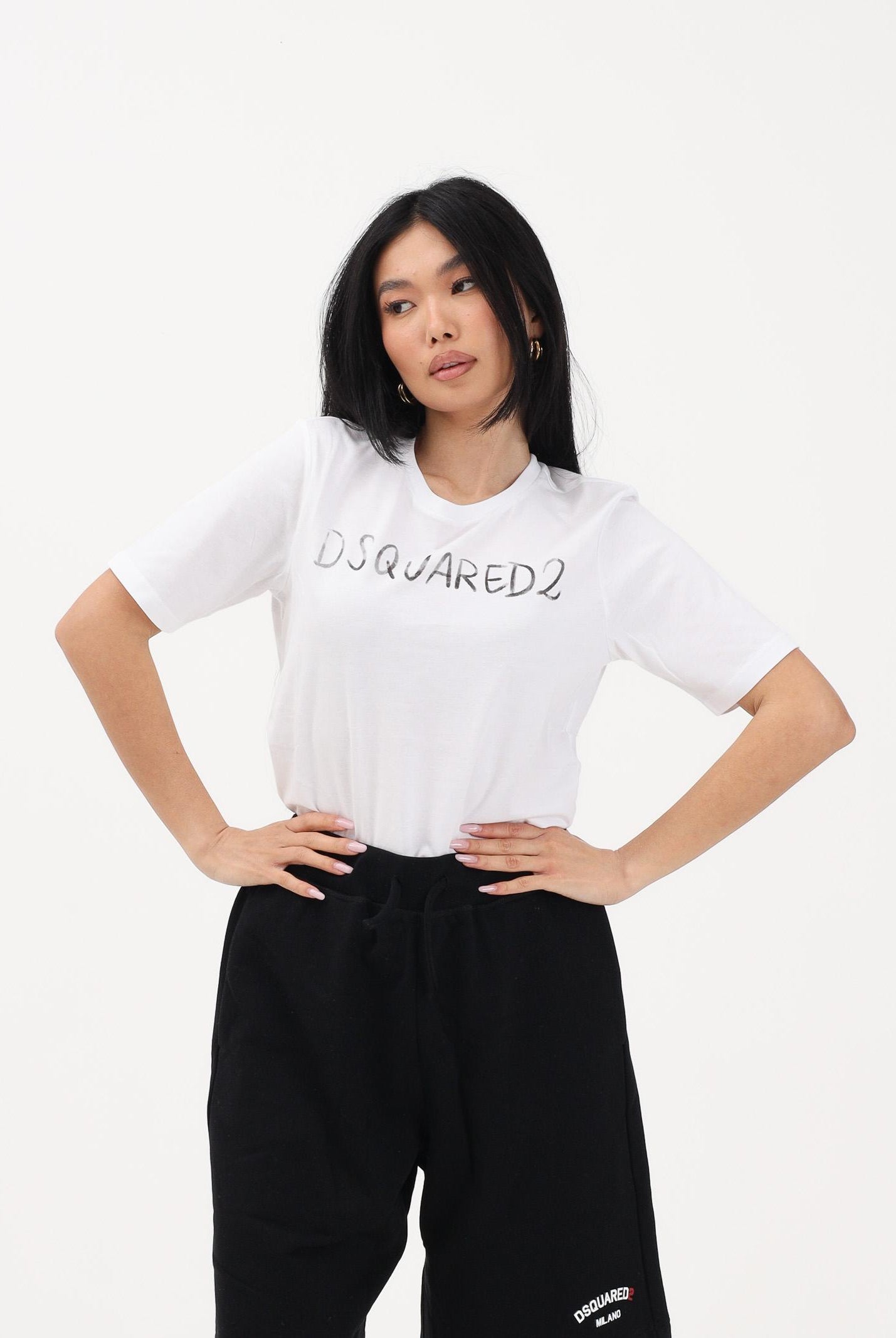 DSQUARED2 T-shirt a manica corta bianca per donna, ragazzi e bambini con logo DQ3158D0AGP DQ100 DSQUARED2
