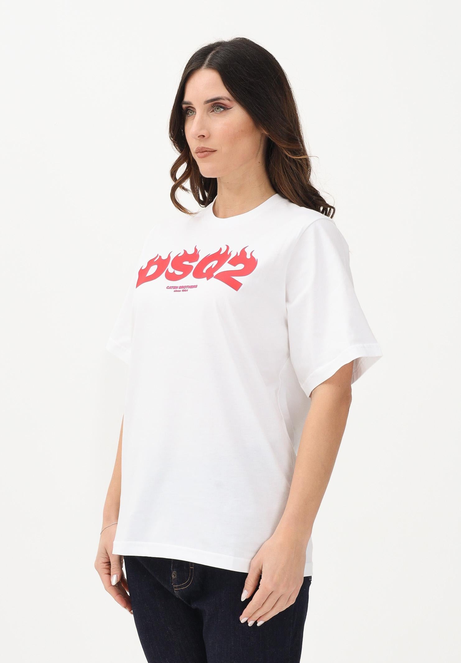 DSQUARED2 T-shirt a manica corta bianca per donna, ragazzi e bambini con logo DSQ2 DQ3168D00XM DQ100 DSQUARED2