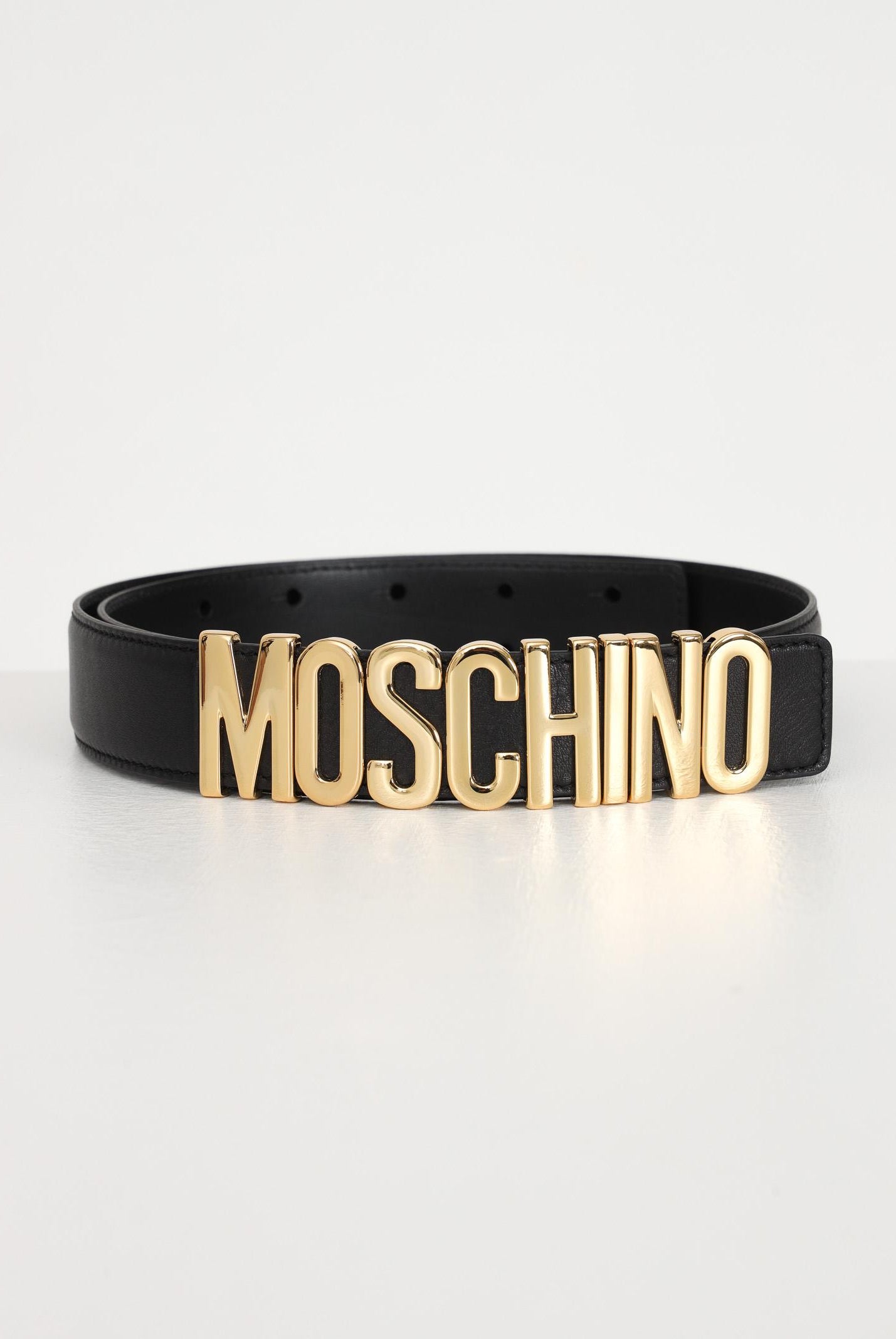 Cintura nera per uomo e donna con fibbia logata 80128001 A3555 MOSCHINO