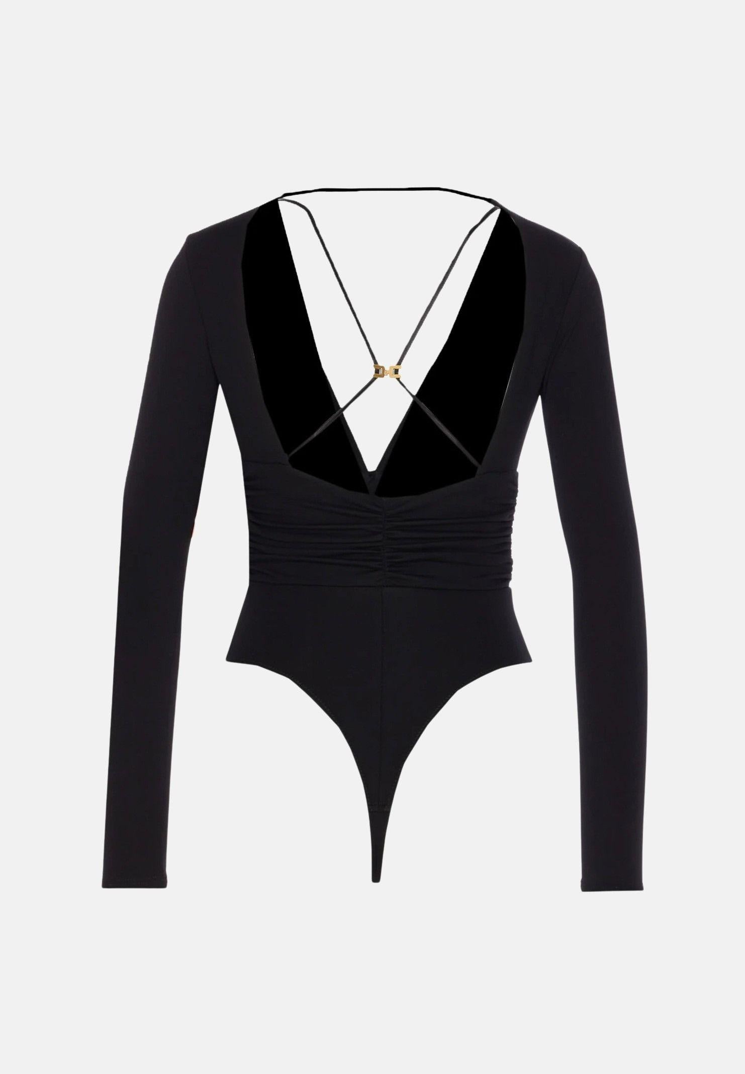 ELISABETTA FRANCHI Body manica lunga nero da donna con drappeggi BO00356E2 110 ELISABETTA FRANCHI