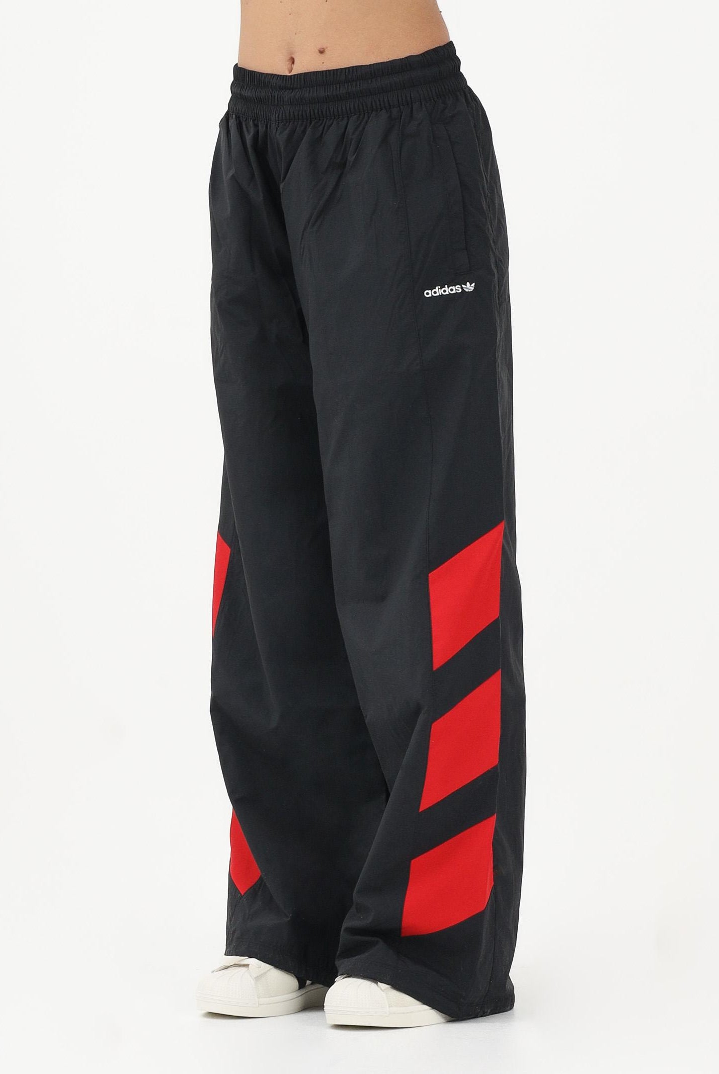 ADIDAS ORIGINALS Pantalone sportivo Blocked Washed nero e rosso da donna KE5037 . ADIDAS ORIGINALS