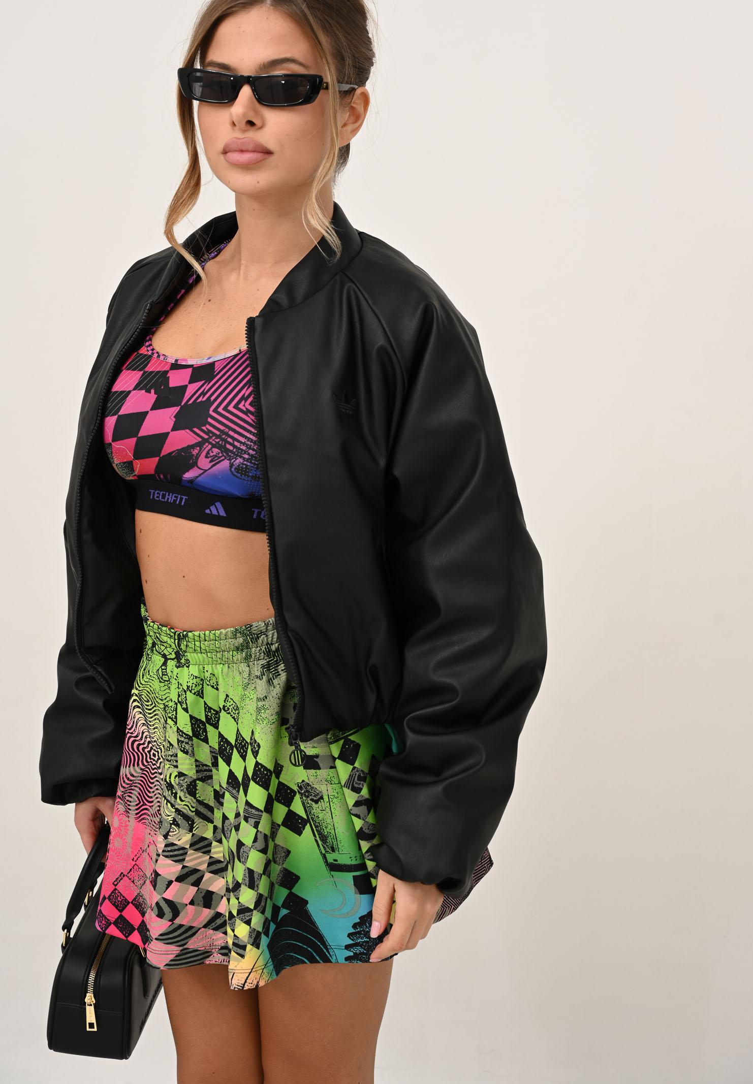 ADIDAS ORIGINALS Bomber Pleather Bomber Synthetic Down nero da donna JX5332 . ADIDAS ORIGINALS