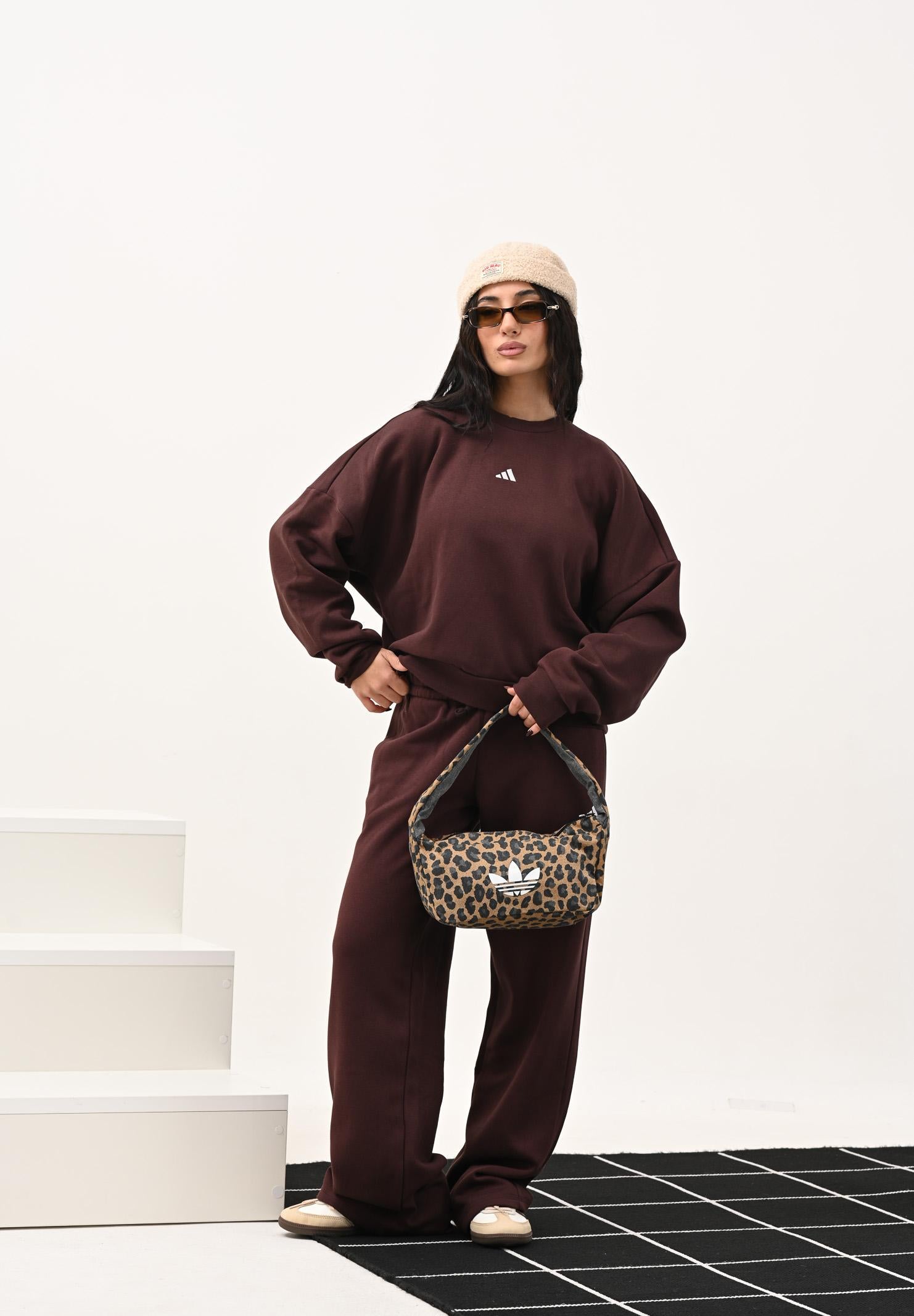 ADIDAS PERFORMANCE Felpa girocollo Essentials Small Logo Feelcozy marrone da donna JV7302 ADIDAS PERFORMANCE