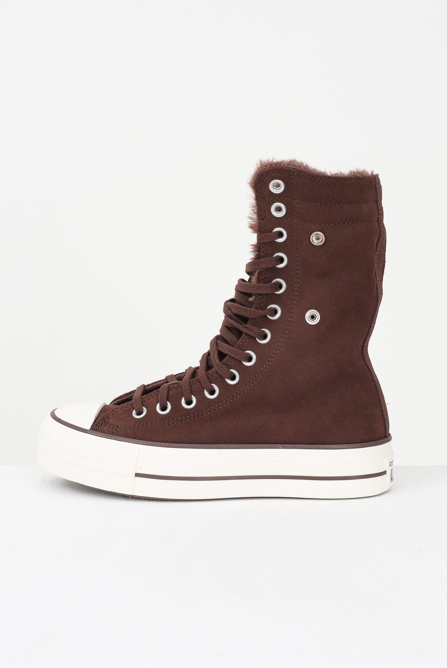 CONVERSE Sneakers Chuck Taylor All Star Fold-Over Lift Platform XHi Faux Fur marroni da donna A15230C  CONVERSE