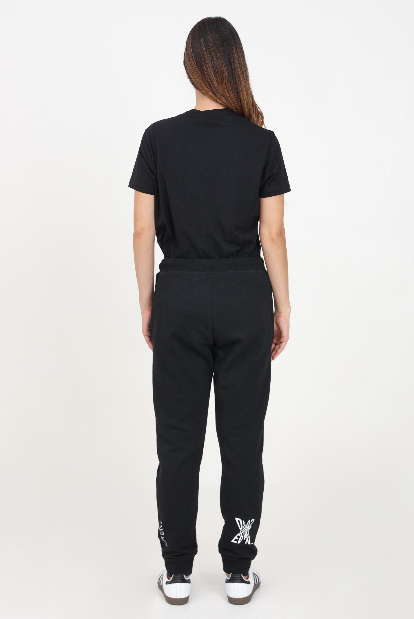 Pantalone sportivo nero per donna e bambina con stampa logo DQ2527D003G DQ900 DSQUARED2
