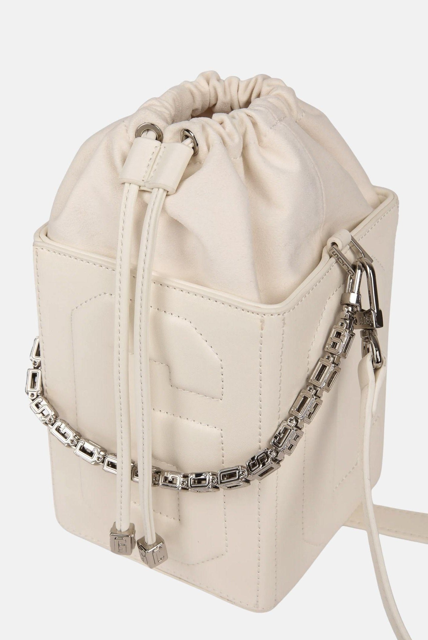 GCDS Borsa a mano panna da donna con logo GCDS in rilievo 3D GCDSD001 10 GCDS