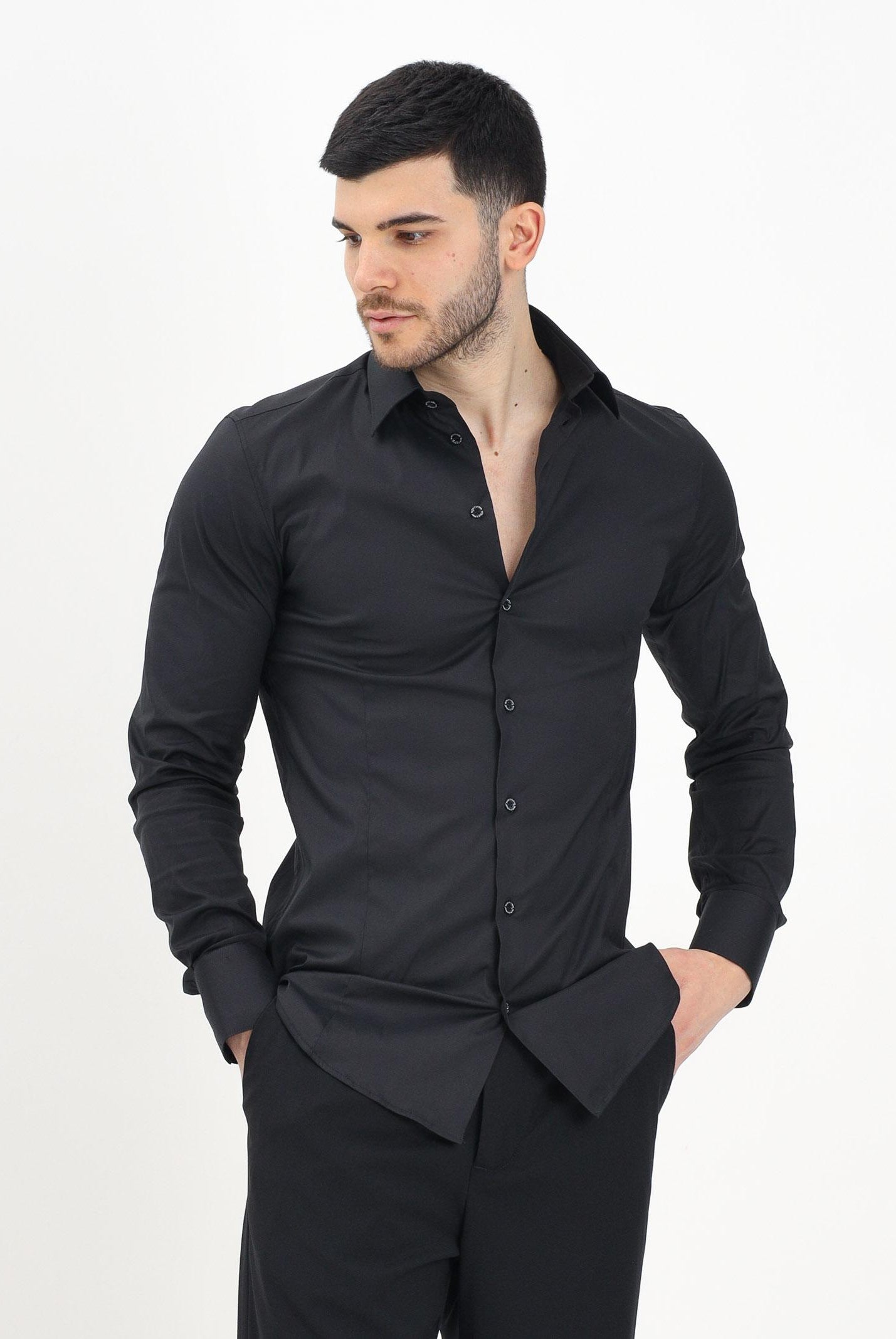 PATRIZIA PEPE Camicia a manica lunga nera da uomo 5C0017A01 K102 PATRIZIA PEPE