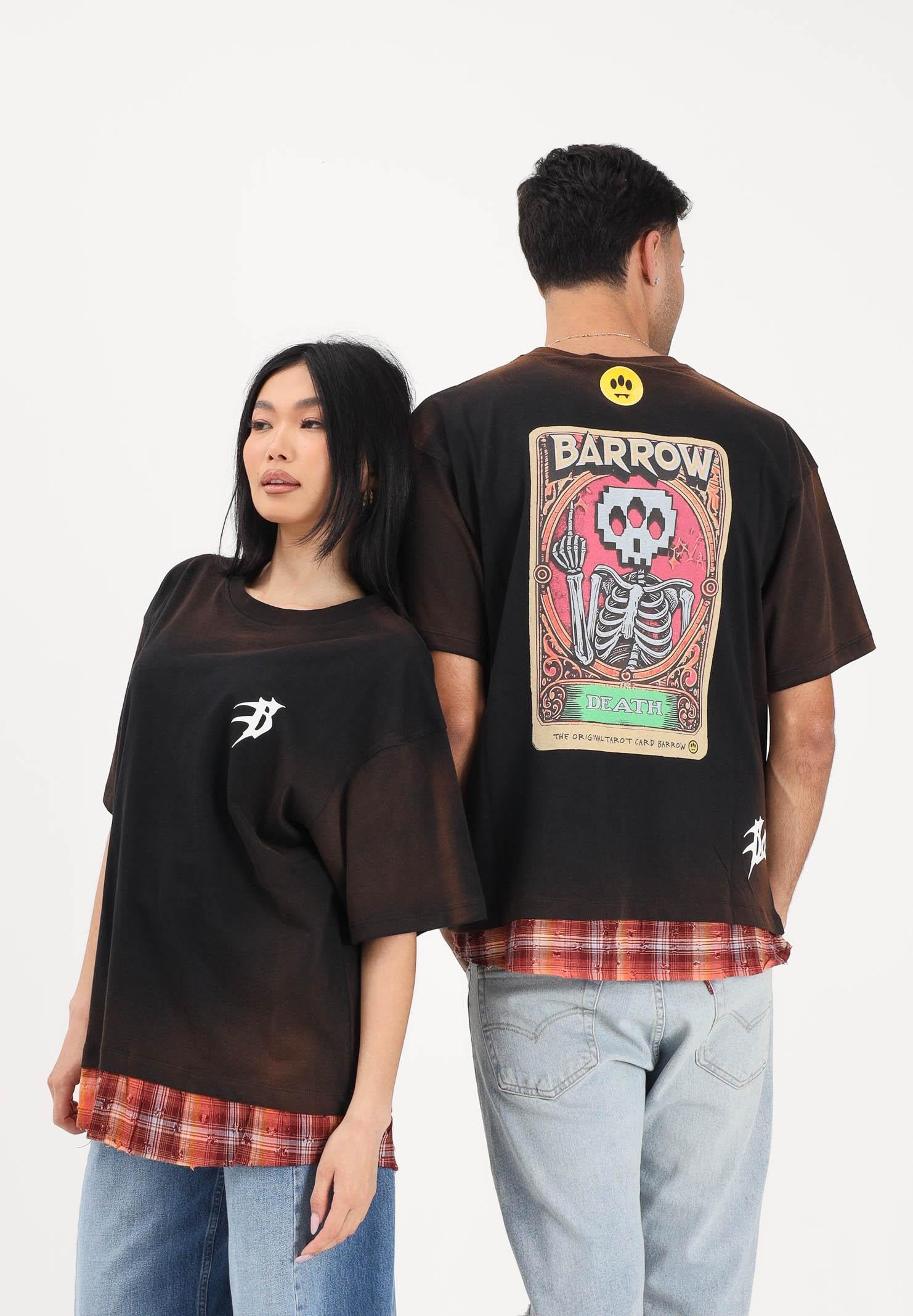 BARROW T-shirt a manica corta nera per uomo e donna con effetto sfumato S6BWUATH022 110 BARROW