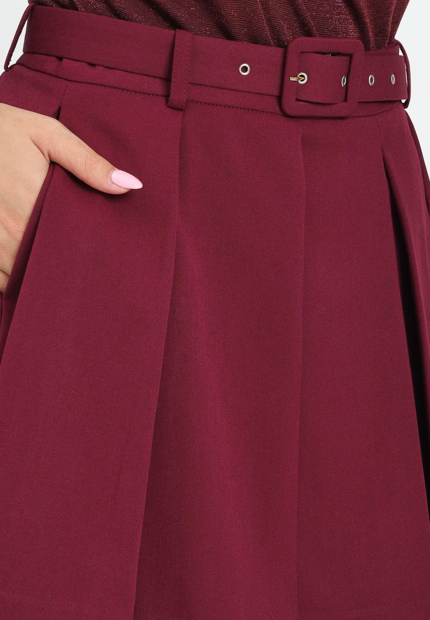 SIMONA CORSELLINI Gonna corta bordeaux da donna con ampie pieghe piatte A25CPGO01301-C00018 V0741 SIMONA CORSELLINI