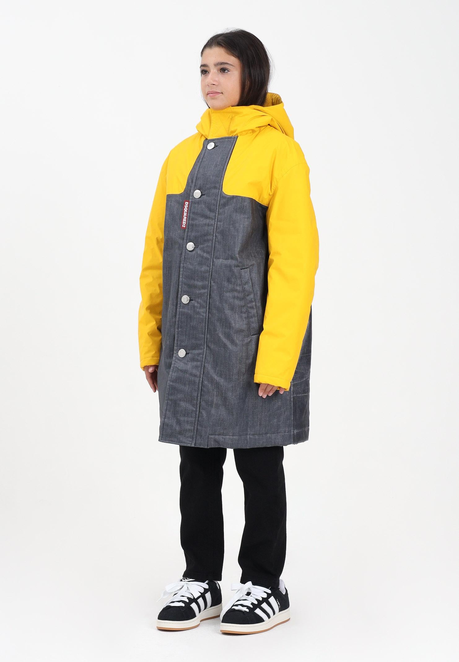 DSQUARED2 Trench impermeabile colorblock giallo e denim per donna, ragazzi e bambini DQ3044D0AEC DQ01 DSQUARED2