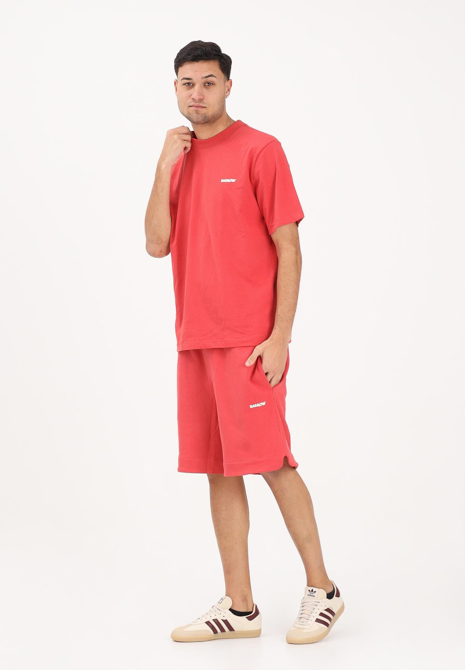 BARROW Shorts sportivo rosso corallo per uomo e donna con logo S6BWUABE009 040 BARROW