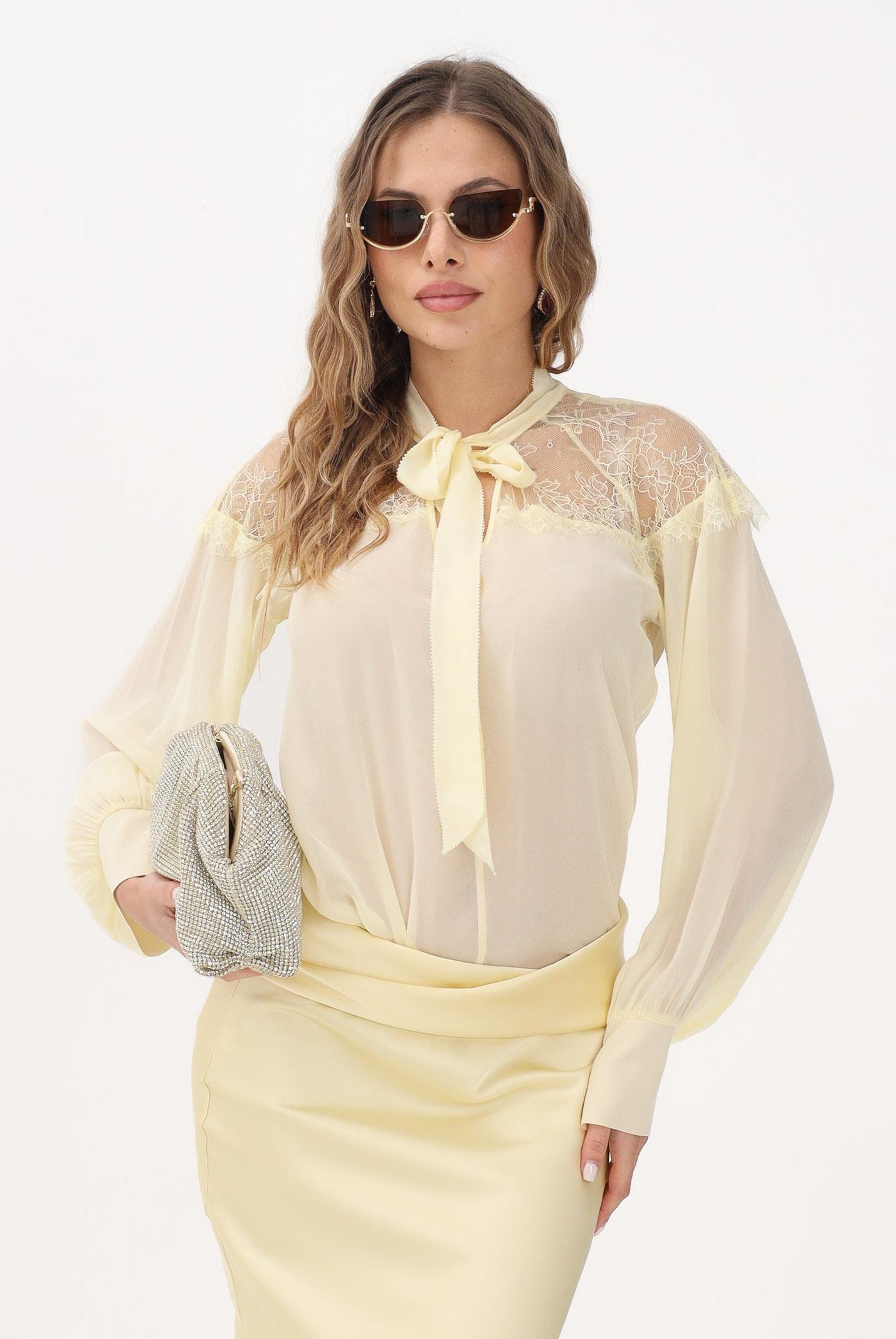 PATRIZIA PEPE Blusa gialla da donna con fiocco 8C0859A692 Y478 PATRIZIA PEPE